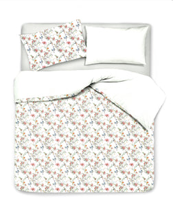 Set Copripiumino federe bifaccia Doubleface parure Copripiumino Stampa Digitale 100% Cotone Made in Italy SOTTOBOSCO/BIANCO