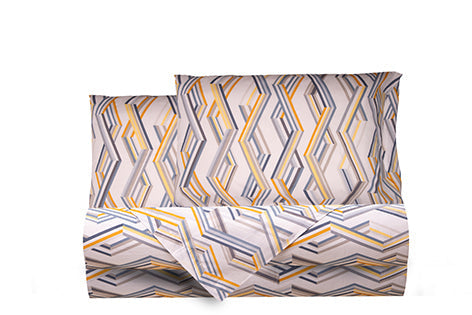 Completo letto lenzuola in cotone made in italy MULTILINEA OCRA