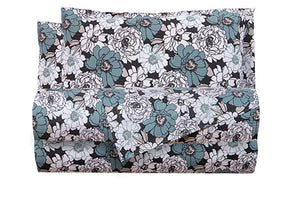 Completo letto lenzuola in cotone made in italy PEONIE BLU