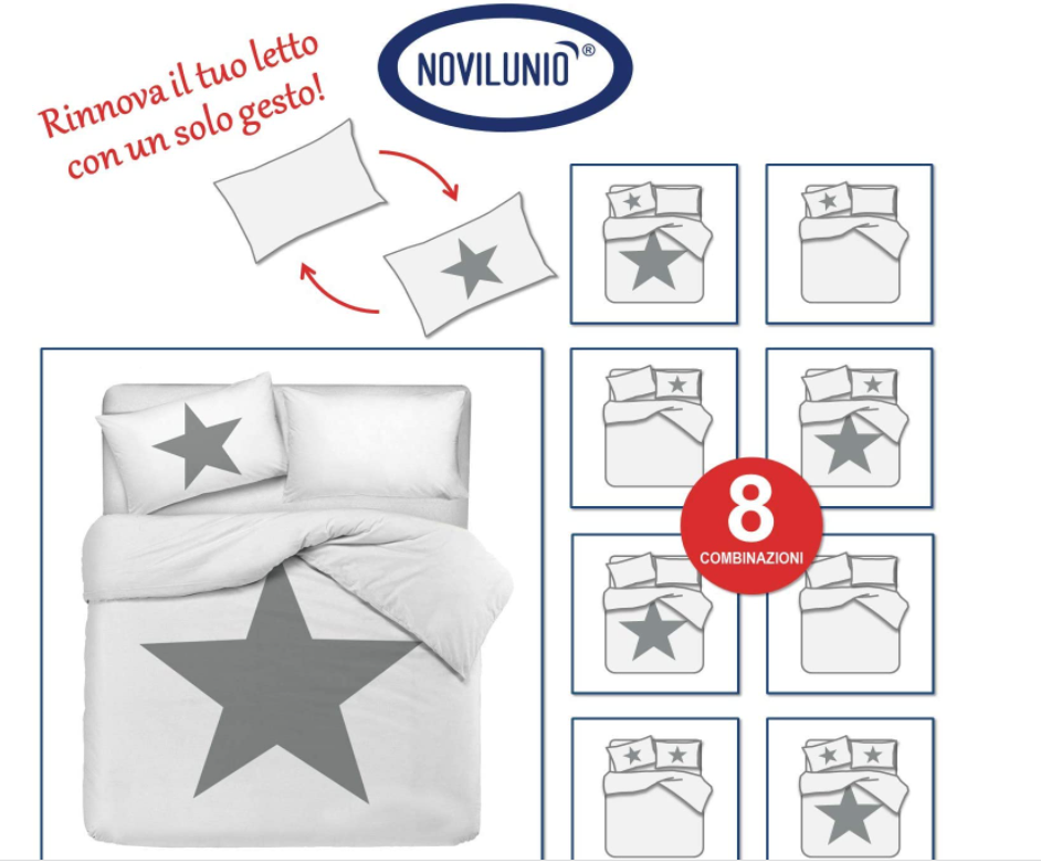 Set copripiumino federe letto 100% cotone stampa digitale STELLA BLU - NOVILUNIO.IT