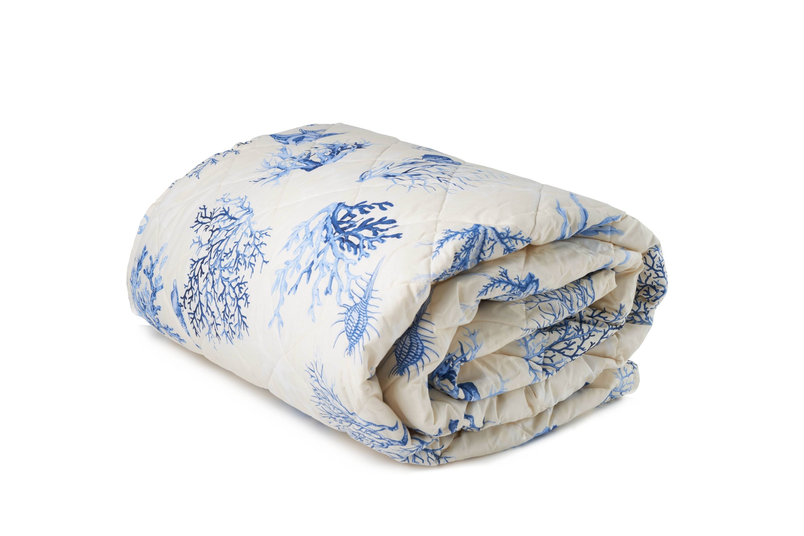 Trapuntino leggero copriletto in cotone imbottitura 100 GR Made in Italy CORALLI BLU