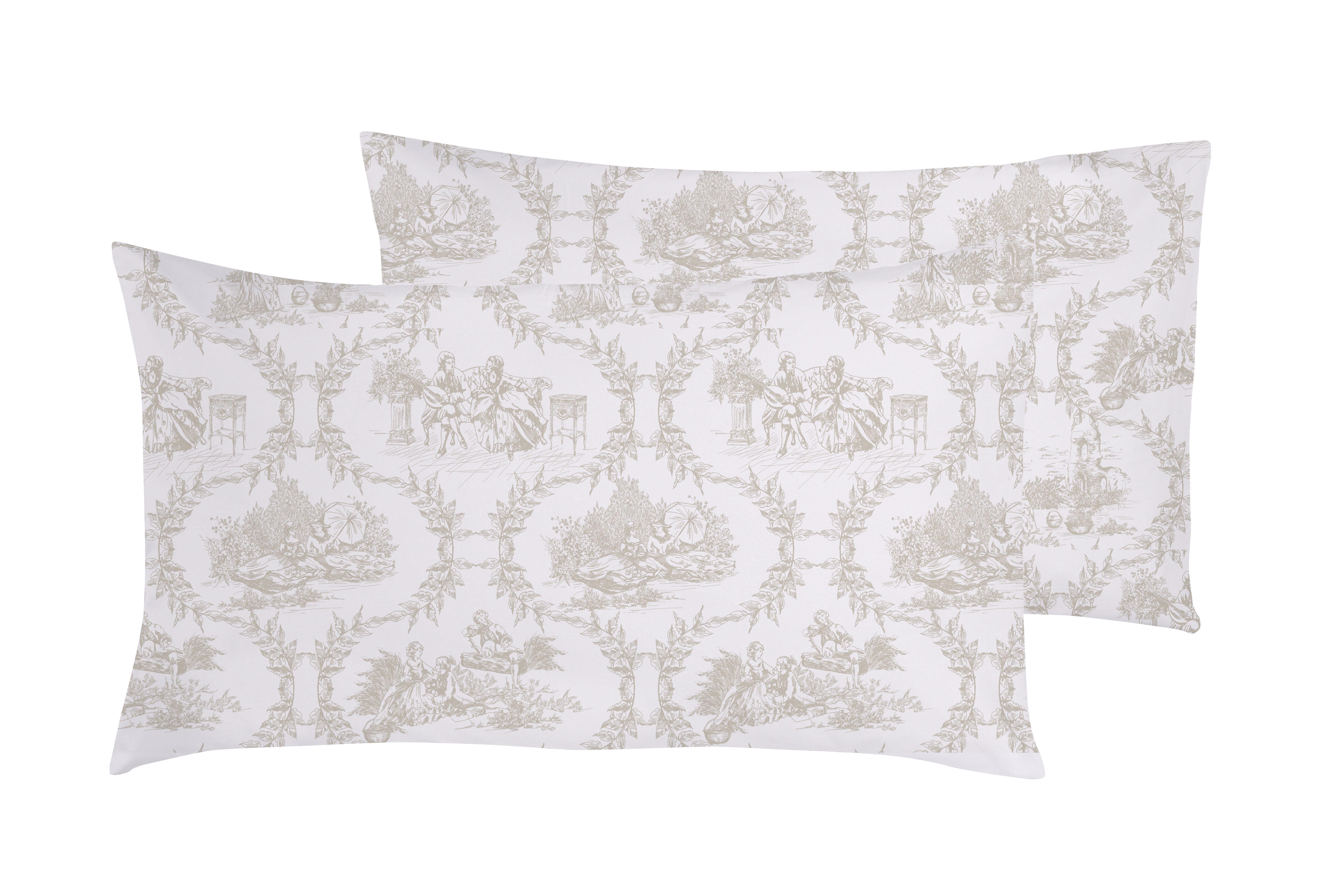 Set 2 federe coppia di federe stampa digitale 100% cotone Made in Italy Toile De Jouy Camargue