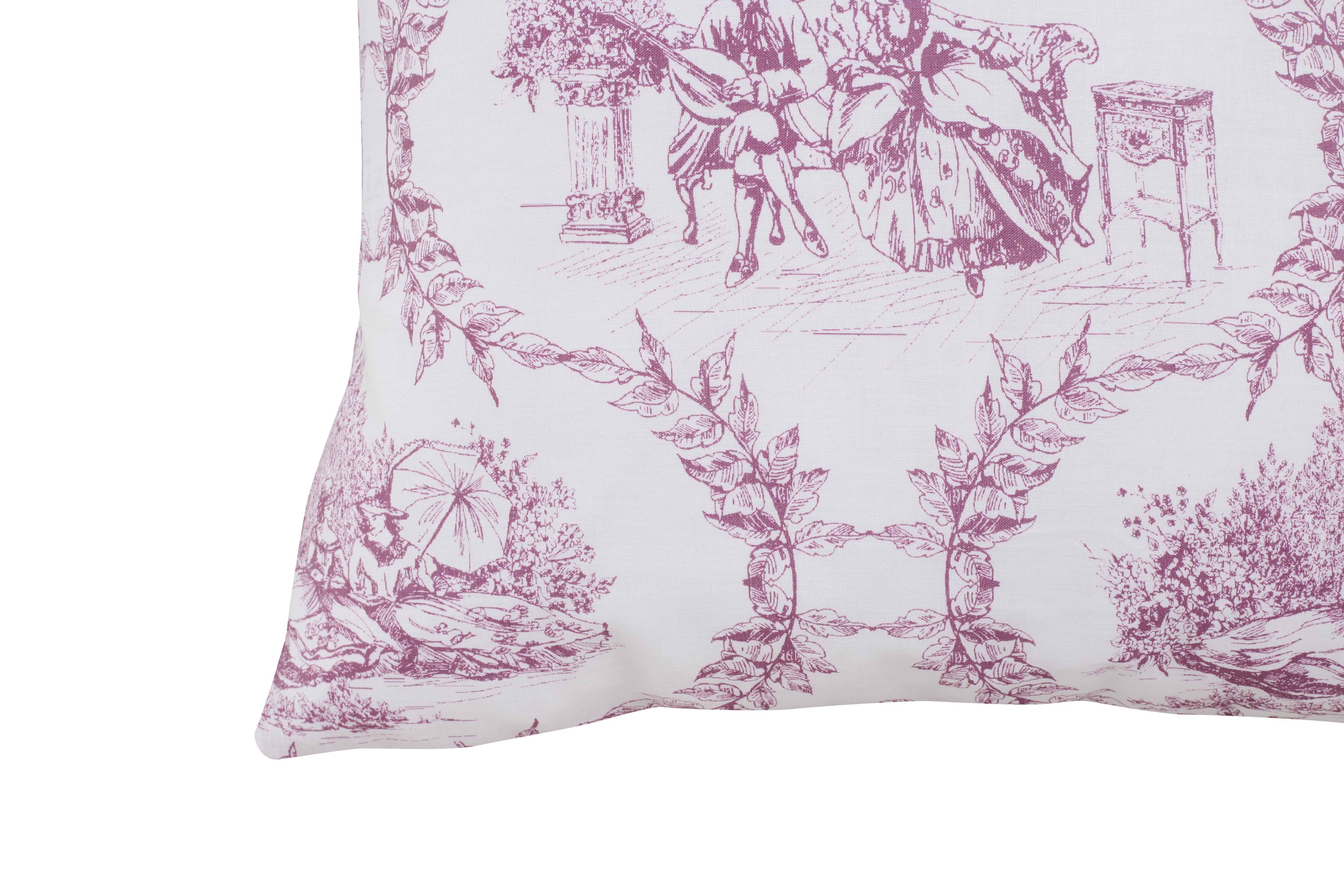Set 2 federe coppia di federe stampa digitale 100% cotone Made in Italy Toile De Jouy Borgogna