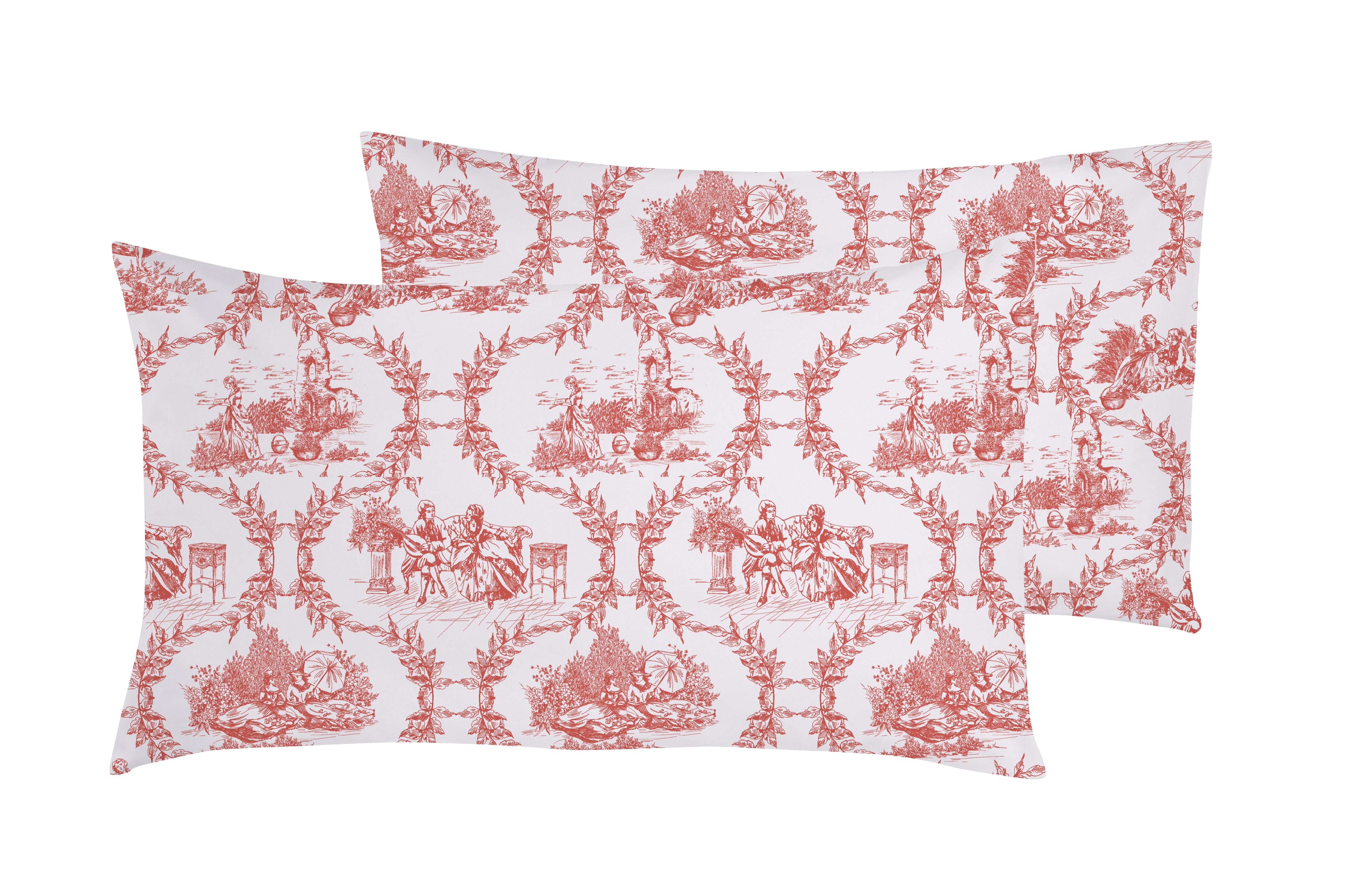 Set 2 federe coppia di federe stampa digitale 100% cotone Made in Italy Toile De Jouy Maldive