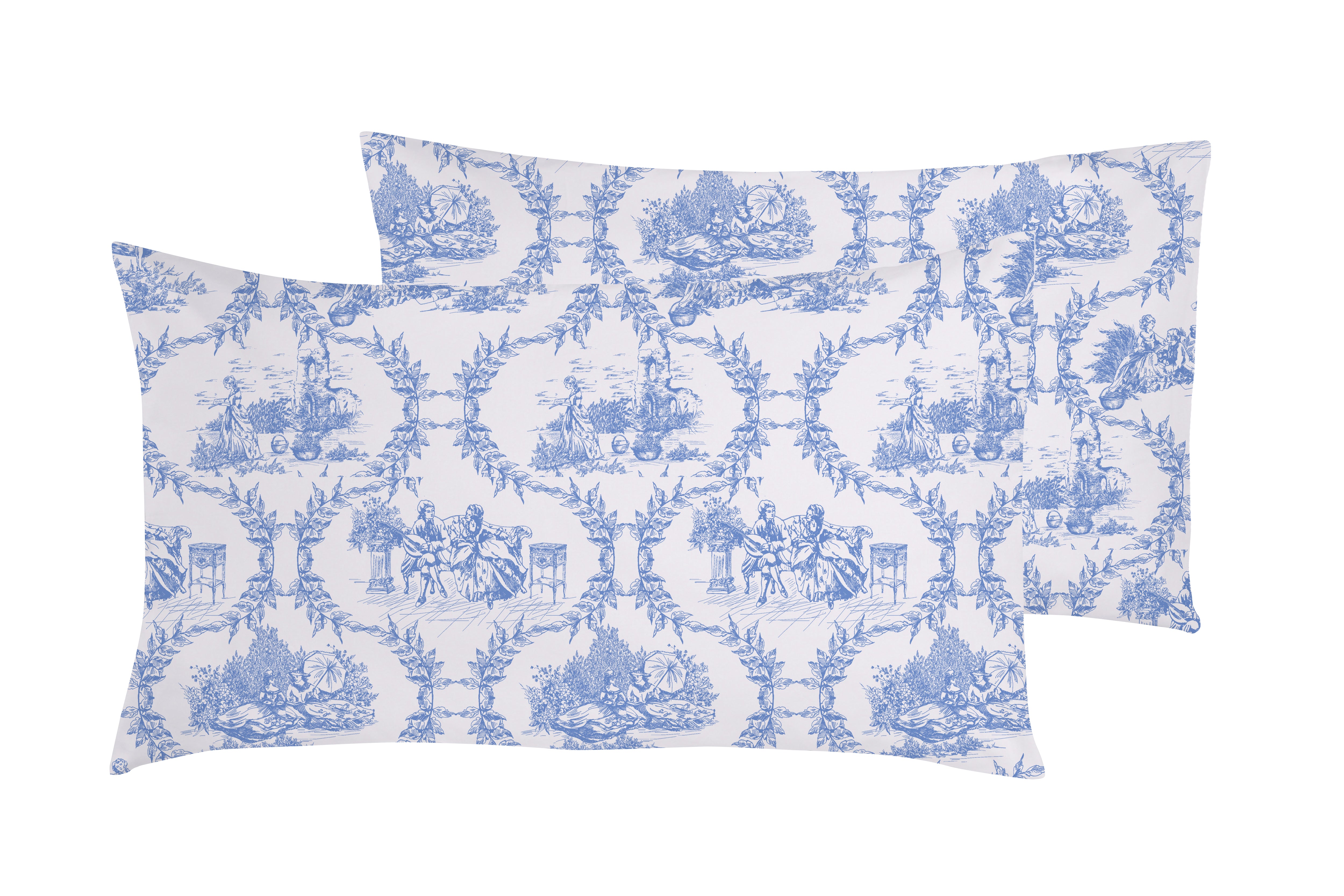Set 2 federe coppia di federe stampa digitale 100% cotone Made in Italy Toile De Jouy Olimpia