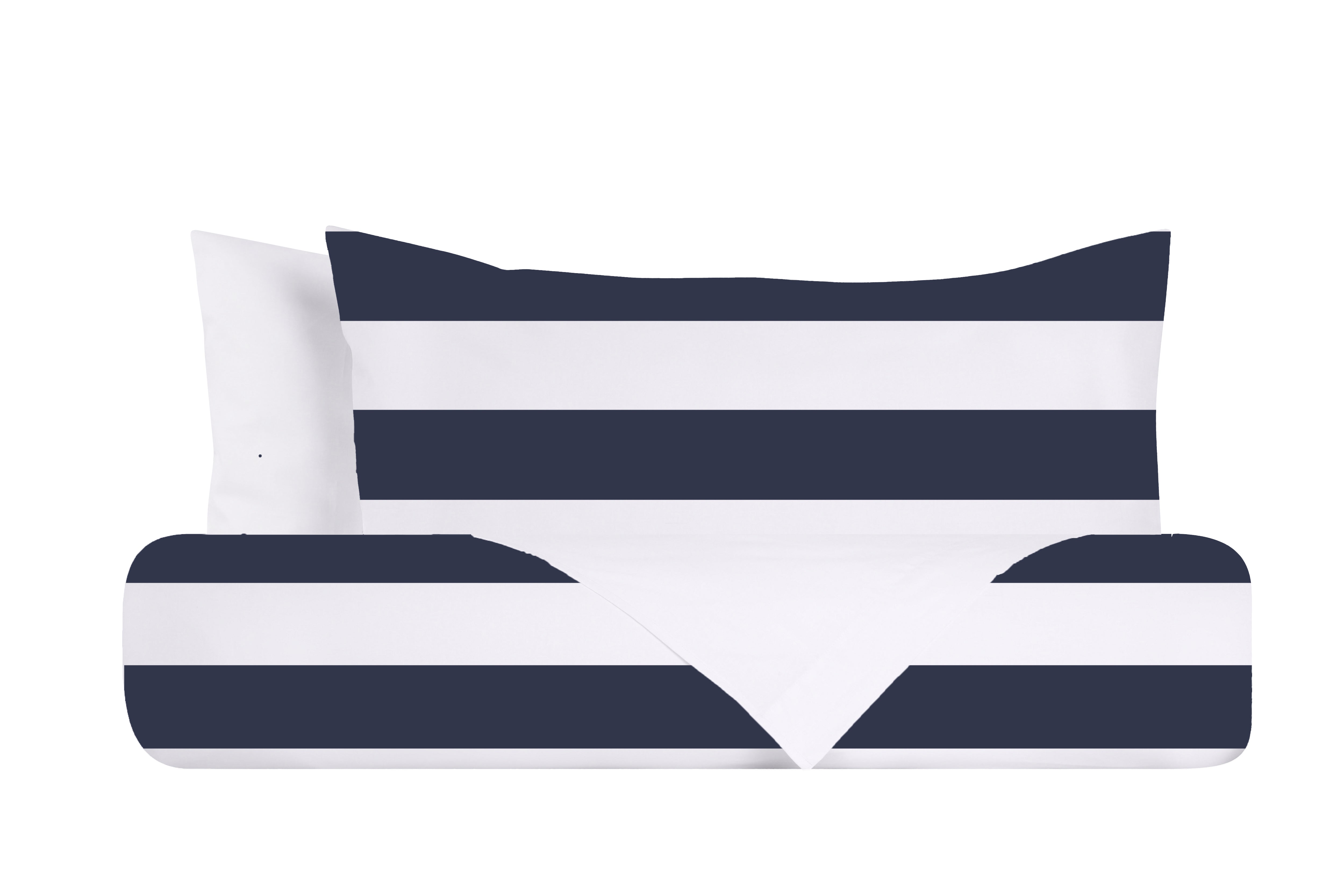 Set copripiumino federe bifaccia doubleface parure copripiumino stampa digitale 100% cotone Made in Italy RIGA MAXI BLU