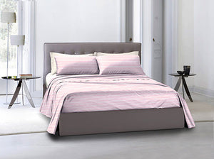 Completo letto lenzuola federe bifaccia double face stampa digitale in cotone made in italy STRIPE MINI ROSA/BIANCO (copia)