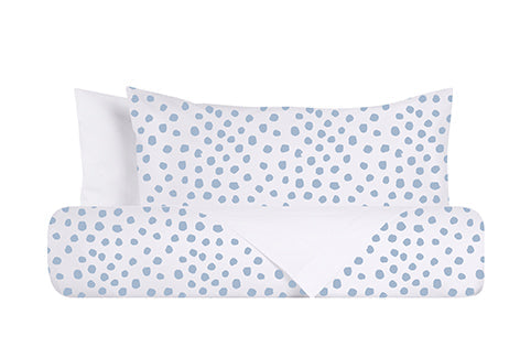 Set copripiumino federe bifaccia doubleface parure copripiumino stampa digitale 100% cotone Made in Italy DOT MINI CELESTE