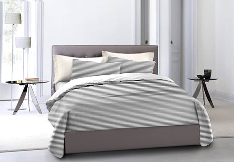 Set copripiumino federe bifaccia doubleface parure copripiumino stampa digitale 100% cotone Made in Italy RIGA MINI GRIGIO