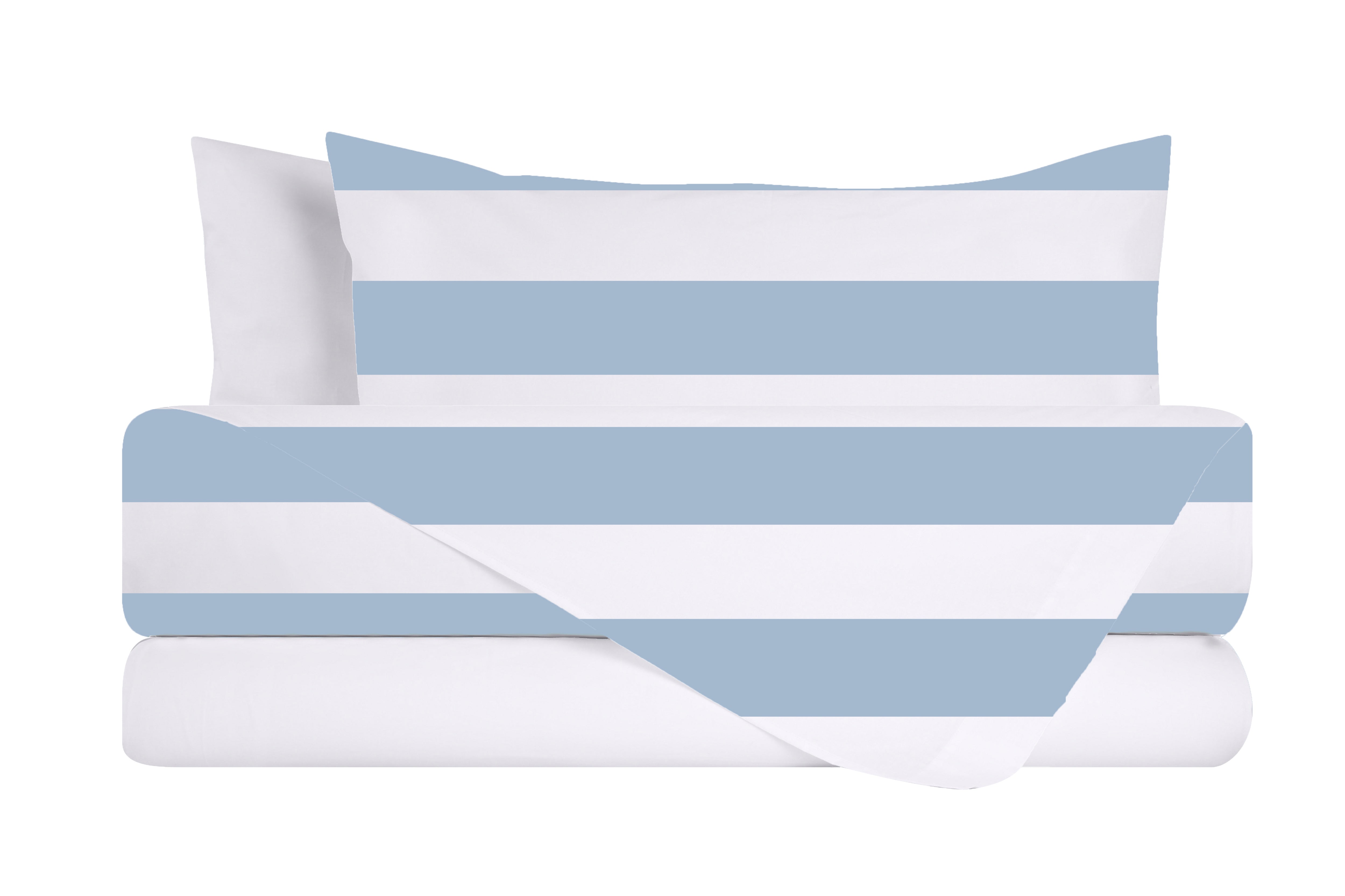 Completo letto lenzuola federe bifaccia double face stampa digitale in cotone made in italy RIGA MAXII CELESTEBIANCO
