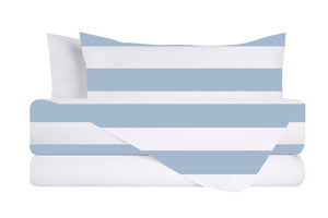 Completo letto lenzuola federe bifaccia double face stampa digitale in cotone made in italy RIGA MAXII CELESTEBIANCO