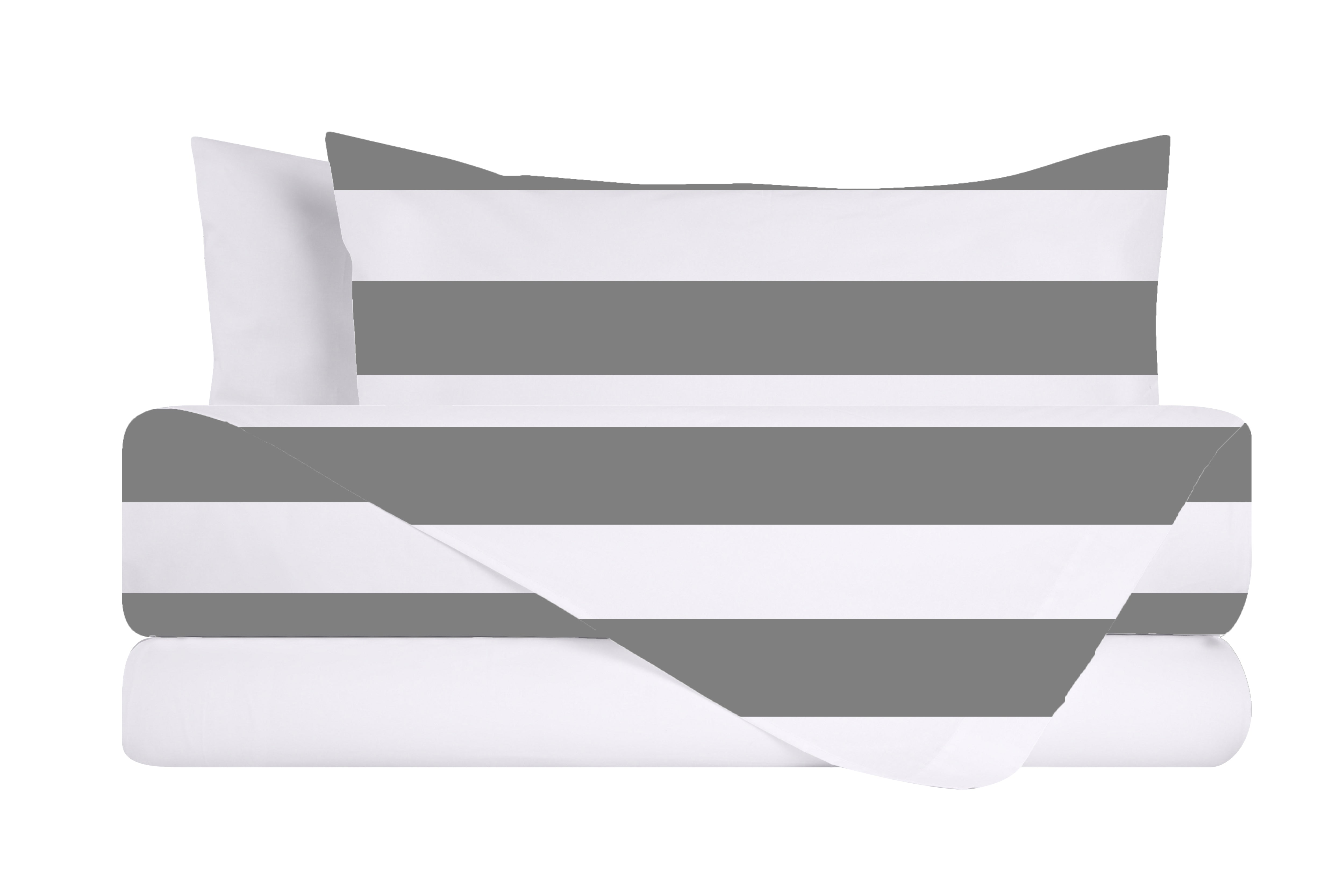 Completo letto lenzuola federe bifaccia double face stampa digitale in cotone made in italy RIGA MAXI GRIGIO