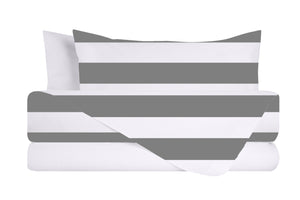 Completo letto lenzuola federe bifaccia double face stampa digitale in cotone made in italy RIGA MAXI GRIGIO