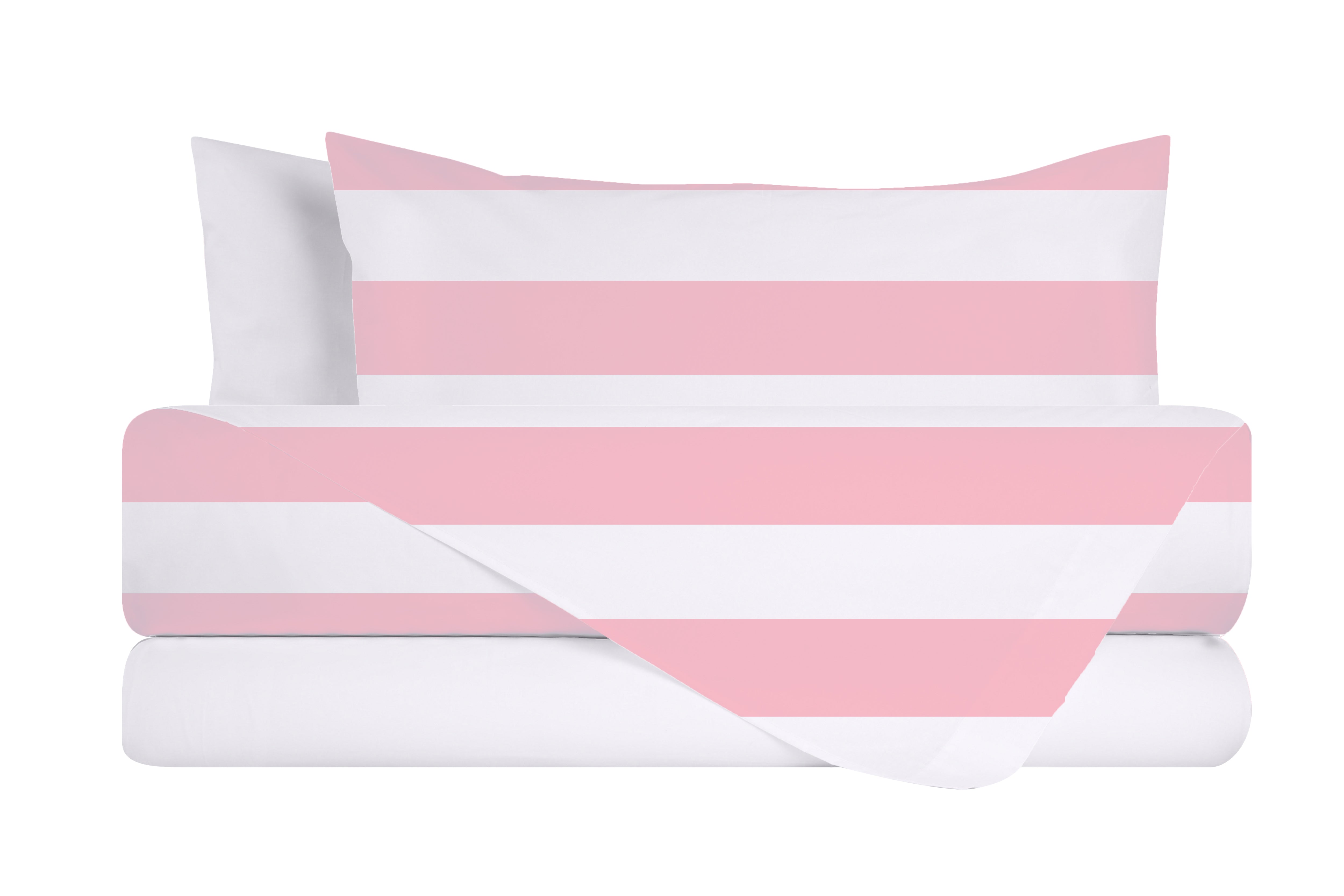 Completo letto lenzuola federe bifaccia double face stampa digitale in cotone made in italy RIGA MAXI ROSA