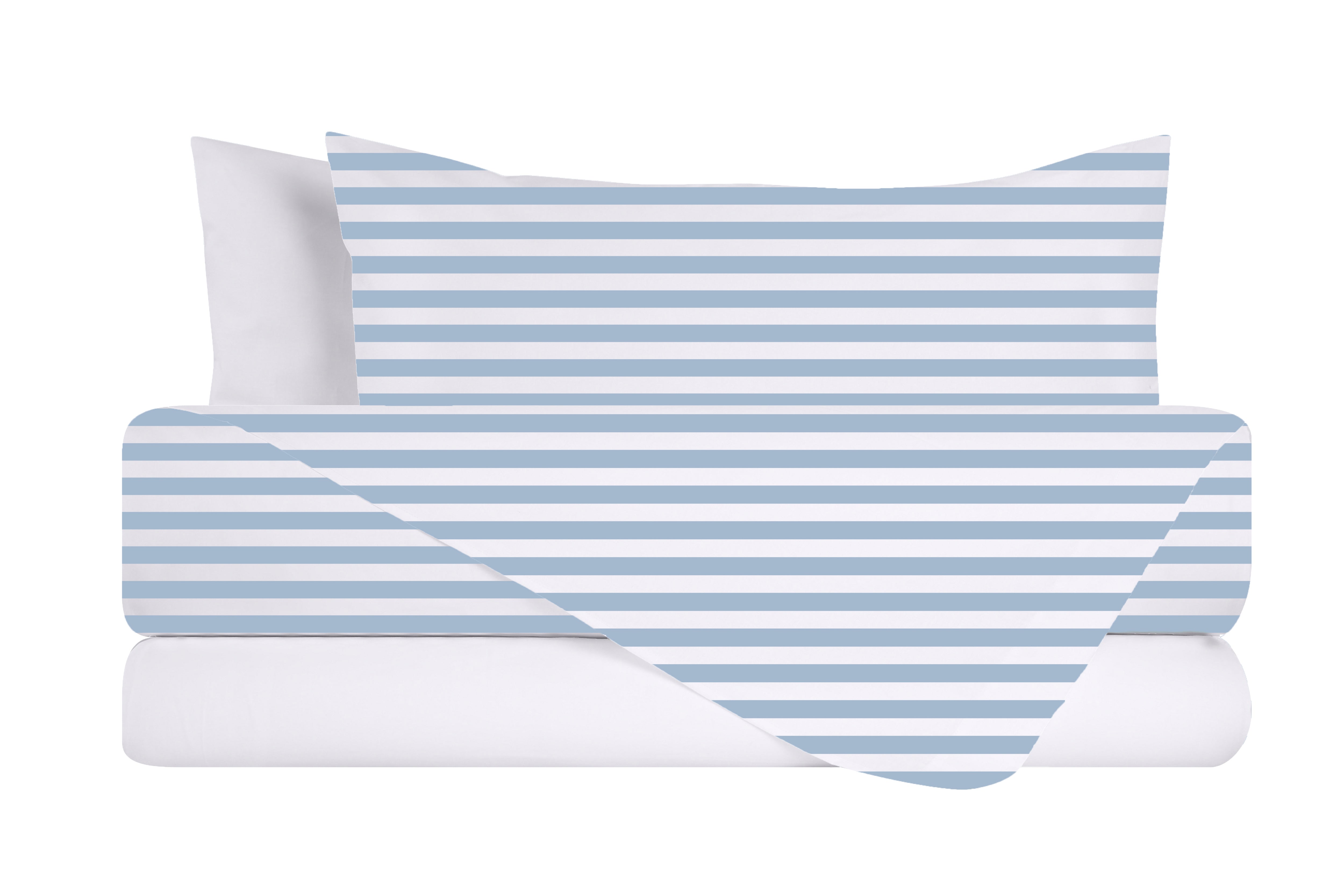 Completo letto lenzuola federe bifaccia double face stampa digitale in cotone made in italy RIGA MINI CELESTE/BIANCO