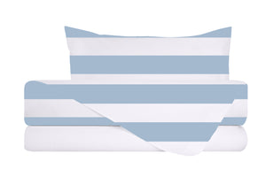 Completo letto lenzuola federe bifaccia double face stampa digitale in cotone made in italy RIGA MAXII CELESTEBIANCO