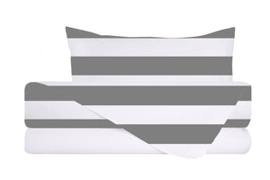 Completo letto lenzuola federe bifaccia double face stampa digitale in cotone made in italy RIGA MAXI GRIGIO