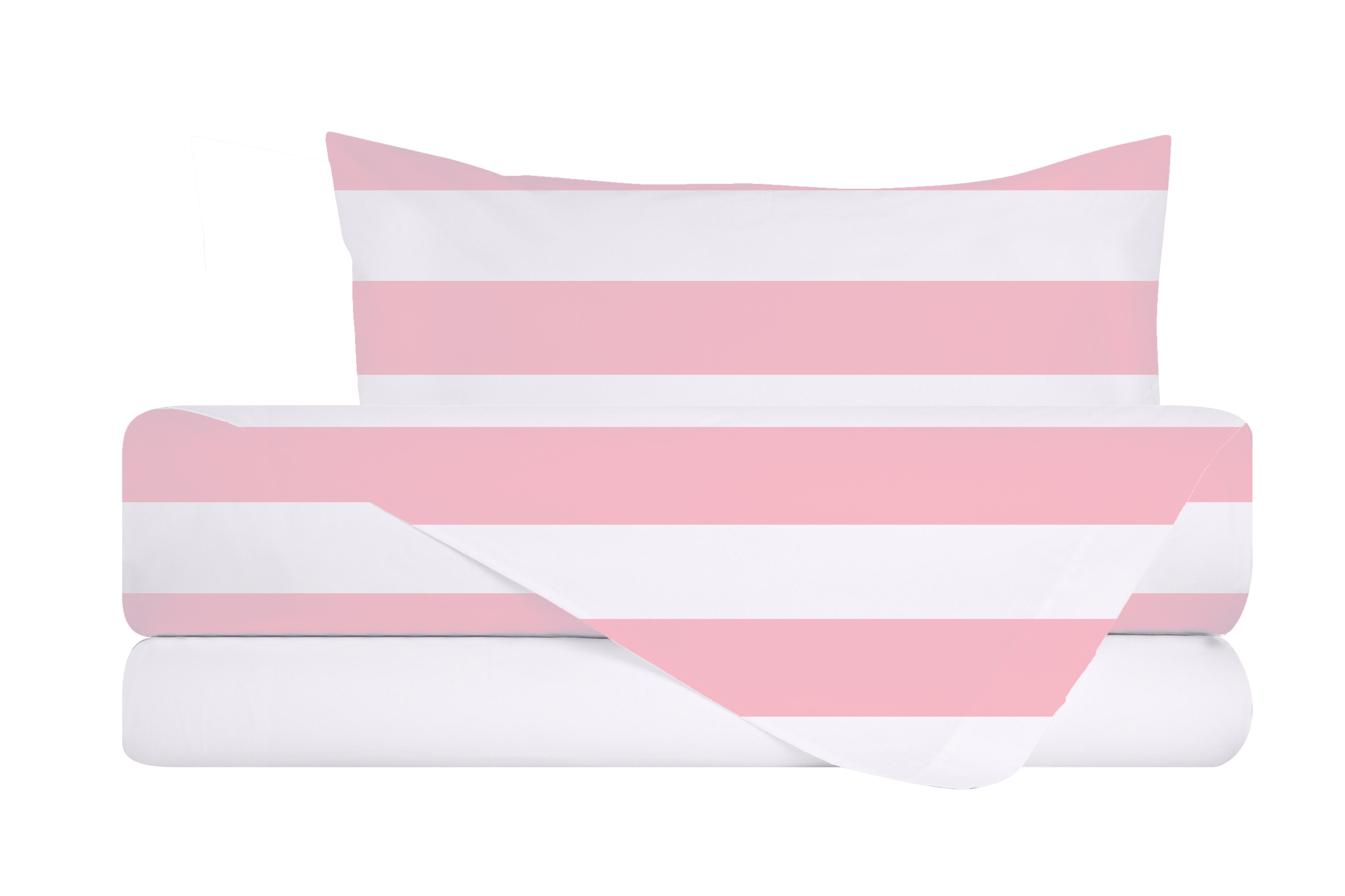 Completo letto lenzuola federe bifaccia double face stampa digitale in cotone made in italy RIGA MAXI ROSA