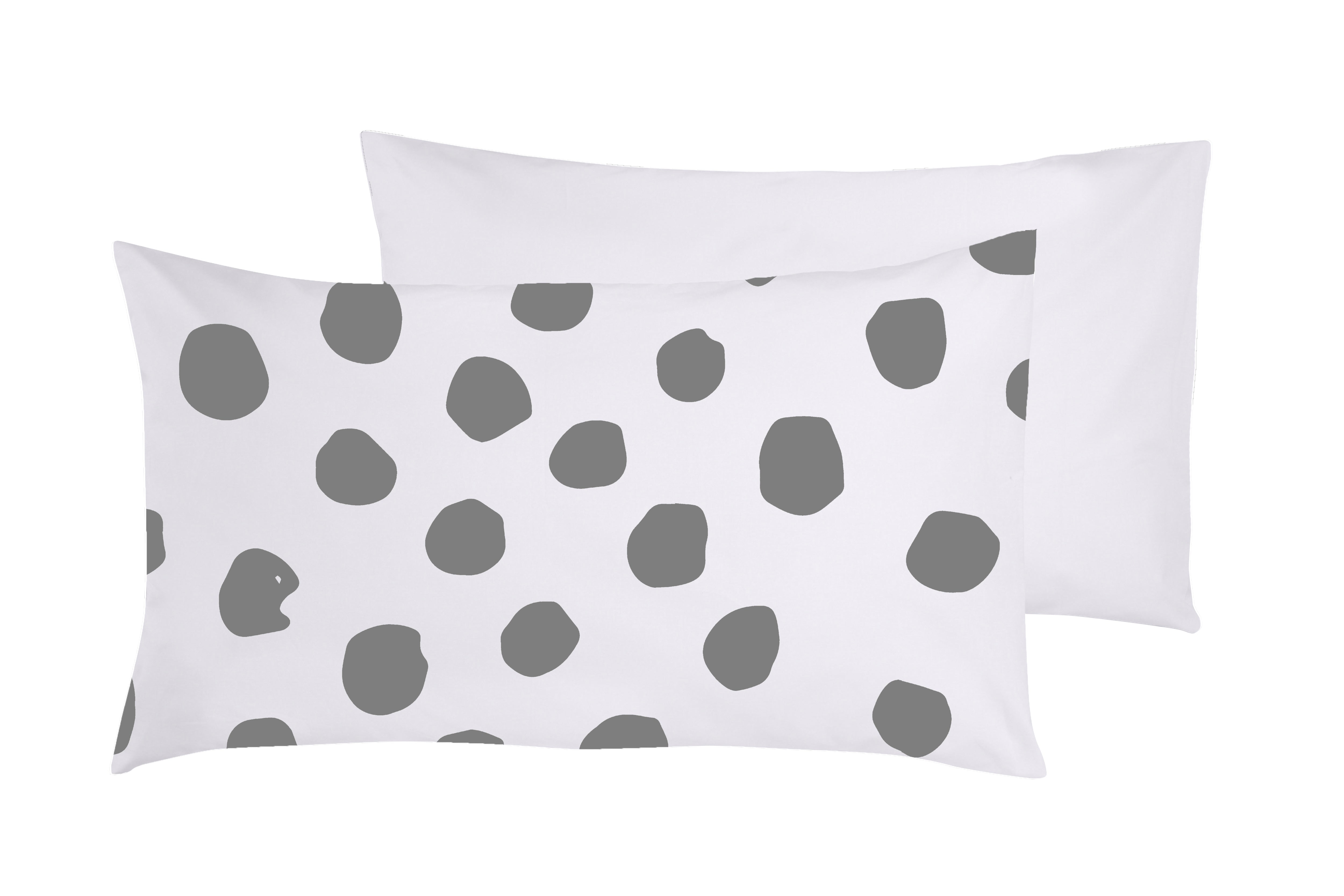 Completo letto lenzuola federe bifaccia double face stampa digitale in cotone made in italy DOT MAXI GRIGIO/BIANCO