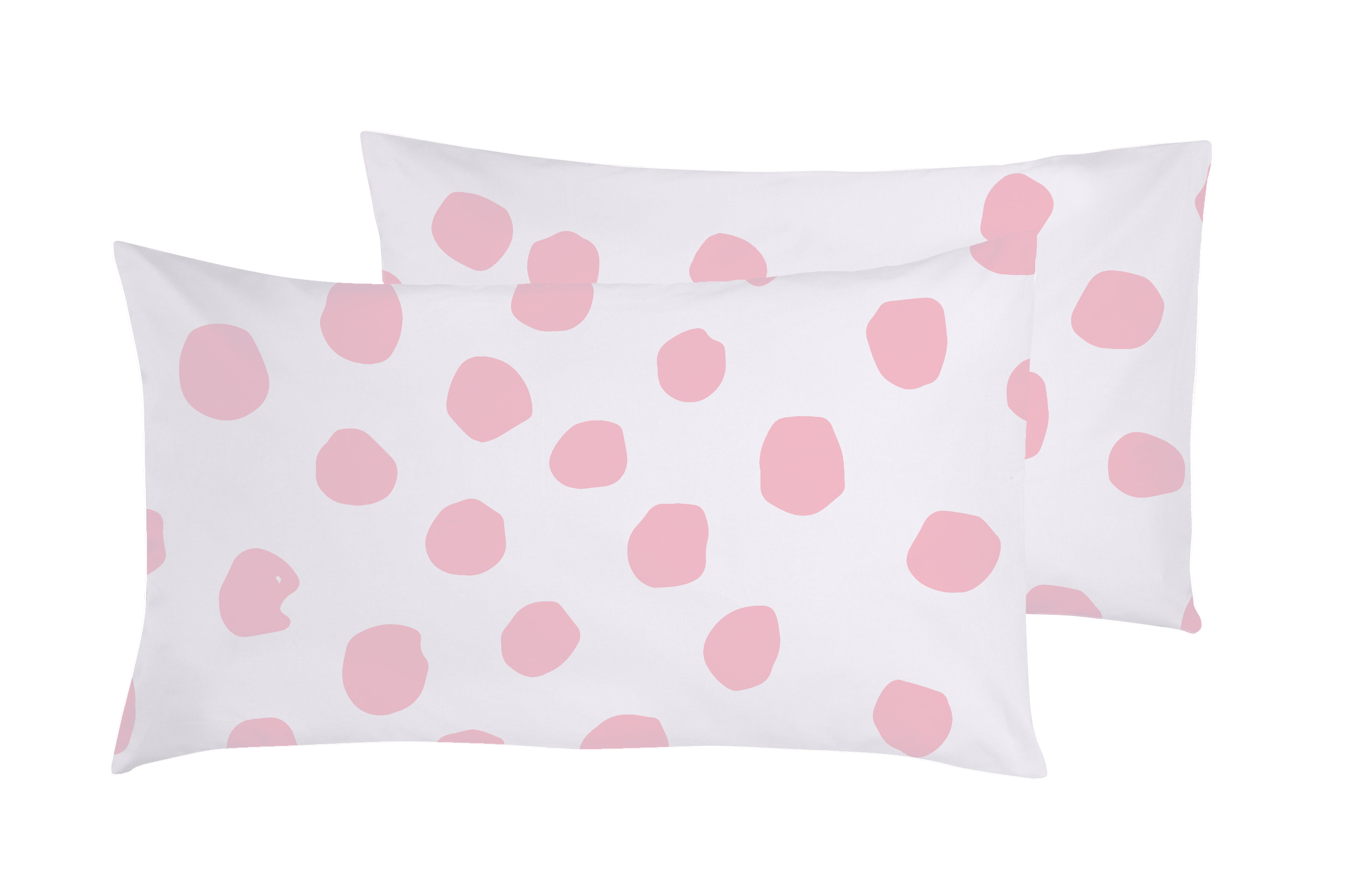 Set 2 federe coppia di federe stampa digitale 100% cotone Made in Italy DOT MAXI  ROSA