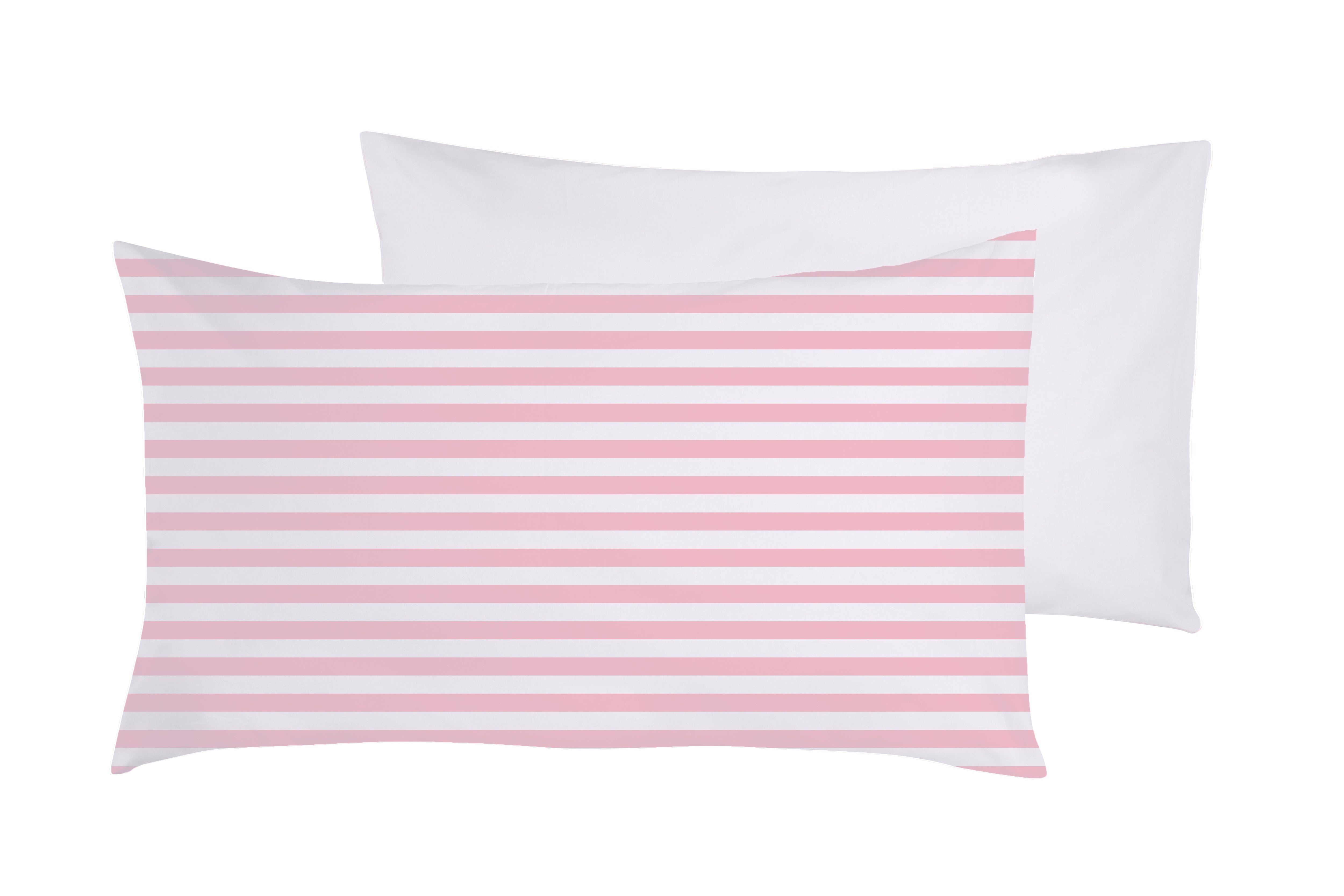 Completo letto lenzuola federe bifaccia double face stampa digitale in cotone made in italy RIGA MINI ROSA/BIANCO