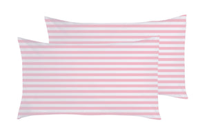 Completo letto lenzuola federe bifaccia double face stampa digitale in cotone made in italy RIGA MINI ROSA/BIANCO
