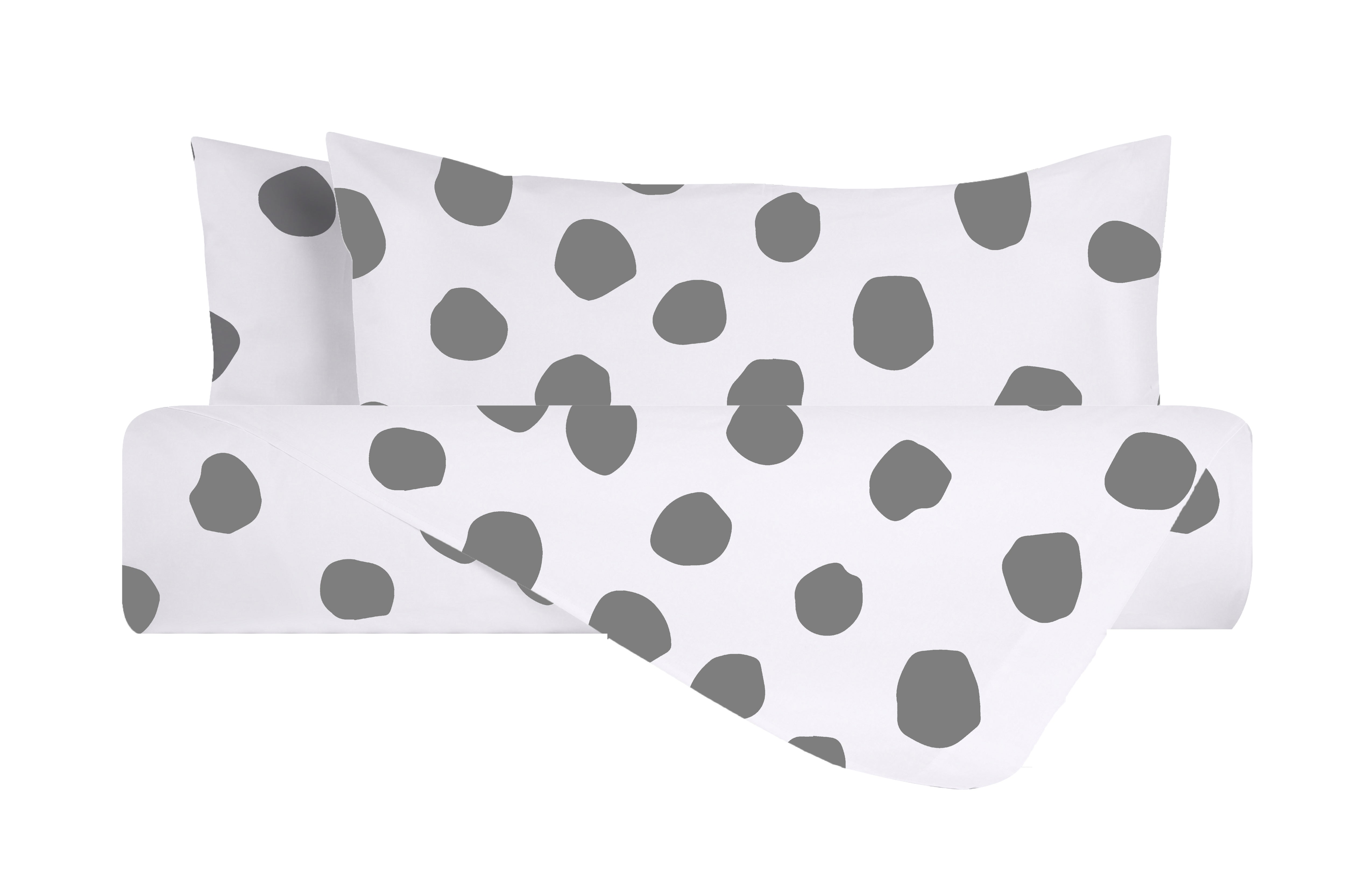 Set copripiumino federe parure copripiumino stampa digitale 100% cotone Made in Italy DOT MAXI GRIGIO