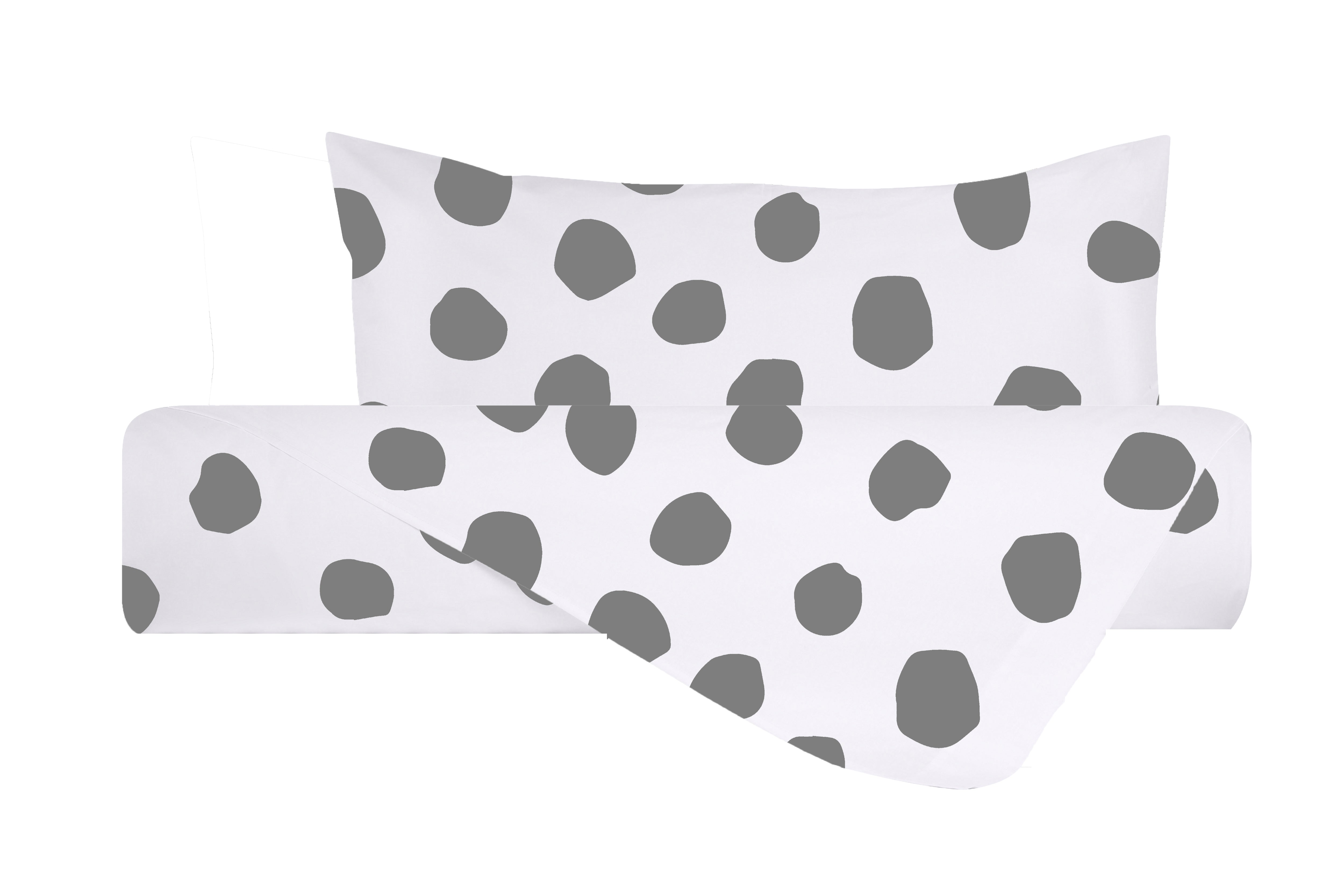 Set copripiumino federe parure copripiumino stampa digitale 100% cotone Made in Italy DOT MAXI GRIGIO
