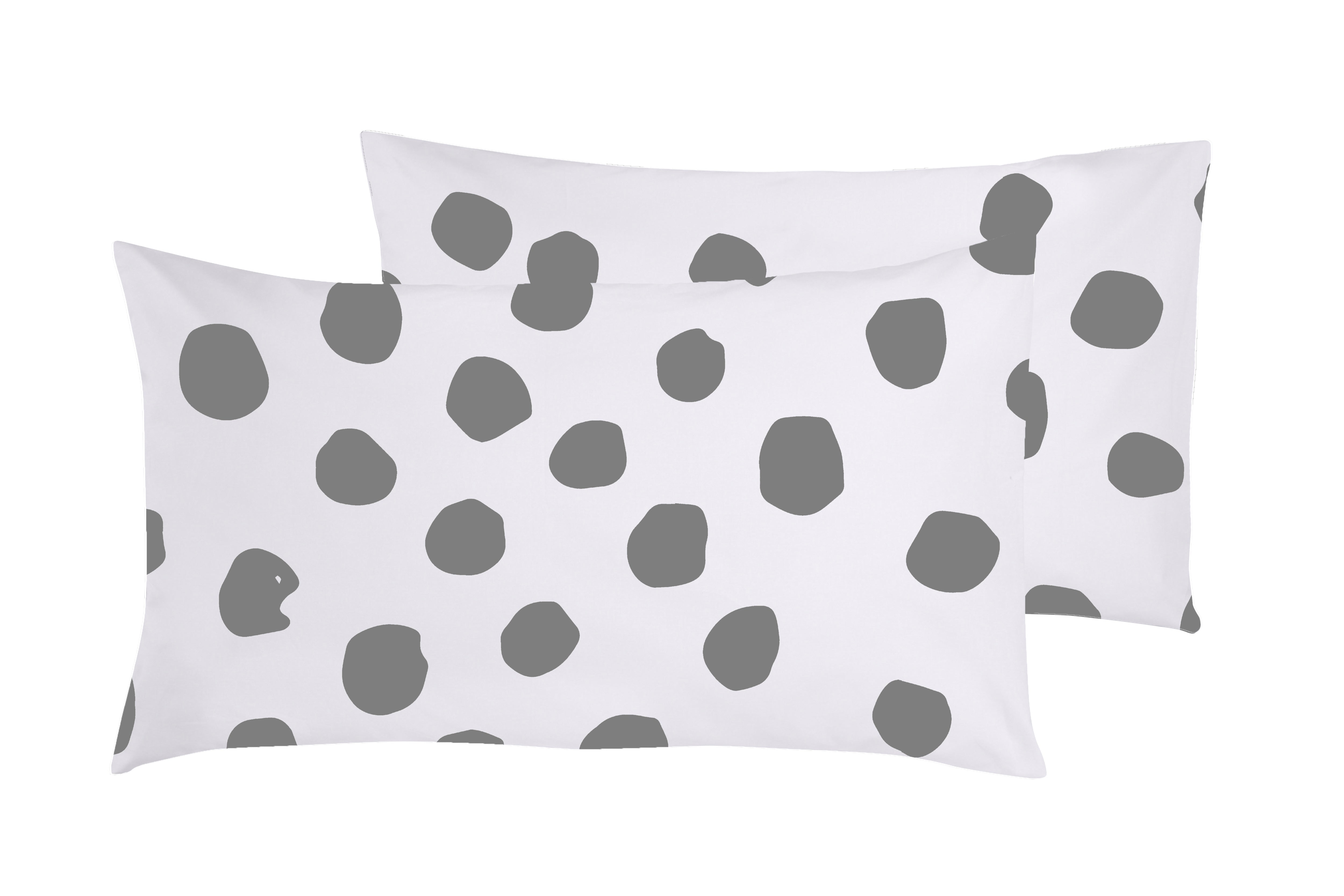 Set 2 federe coppia di federe stampa digitale 100% cotone Made in Italy DOT MAXI  GRIGIO