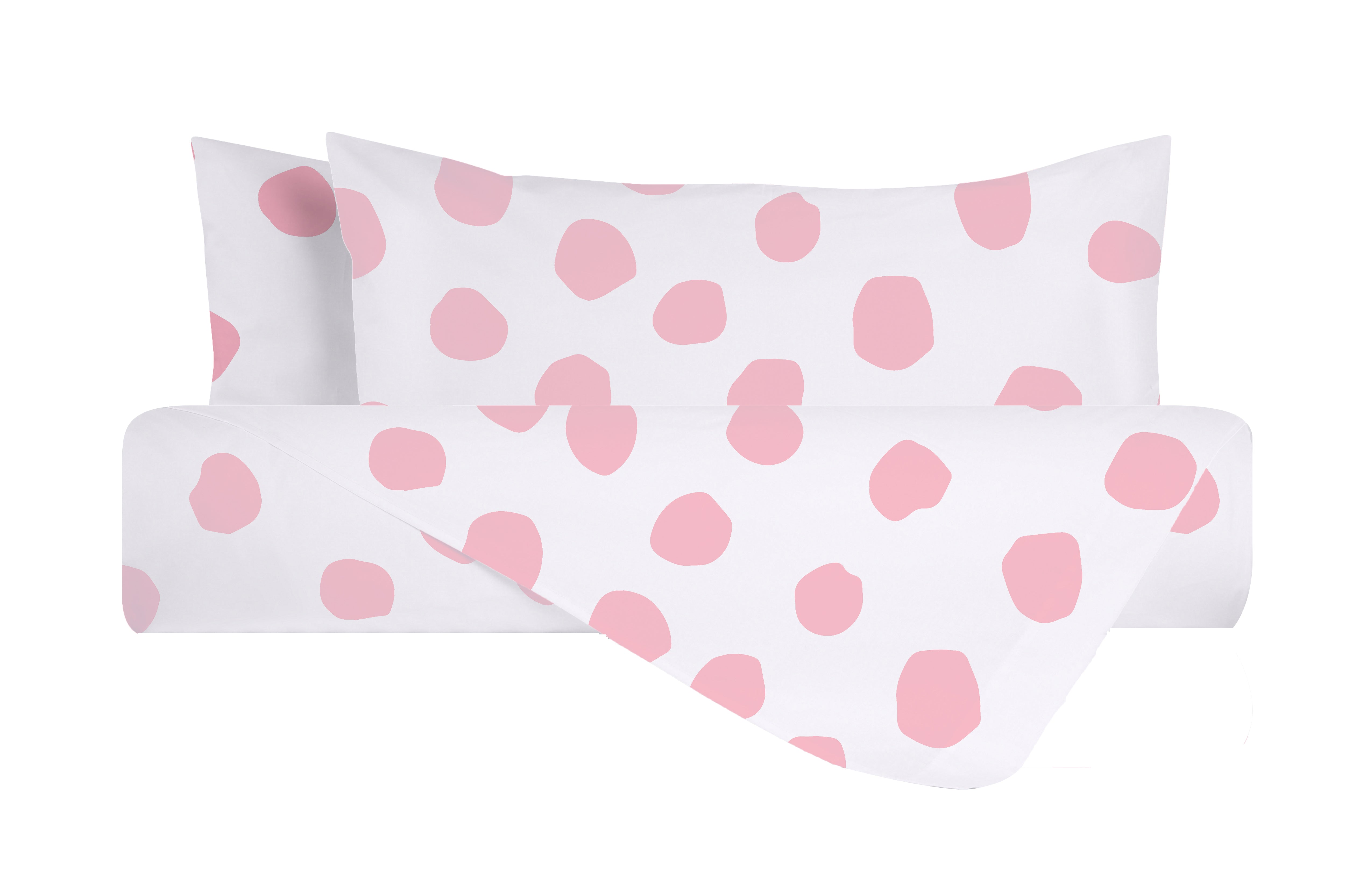 Set copripiumino federe parure copripiumino stampa digitale 100% cotone Made in Italy DOT MAXI ROSA
