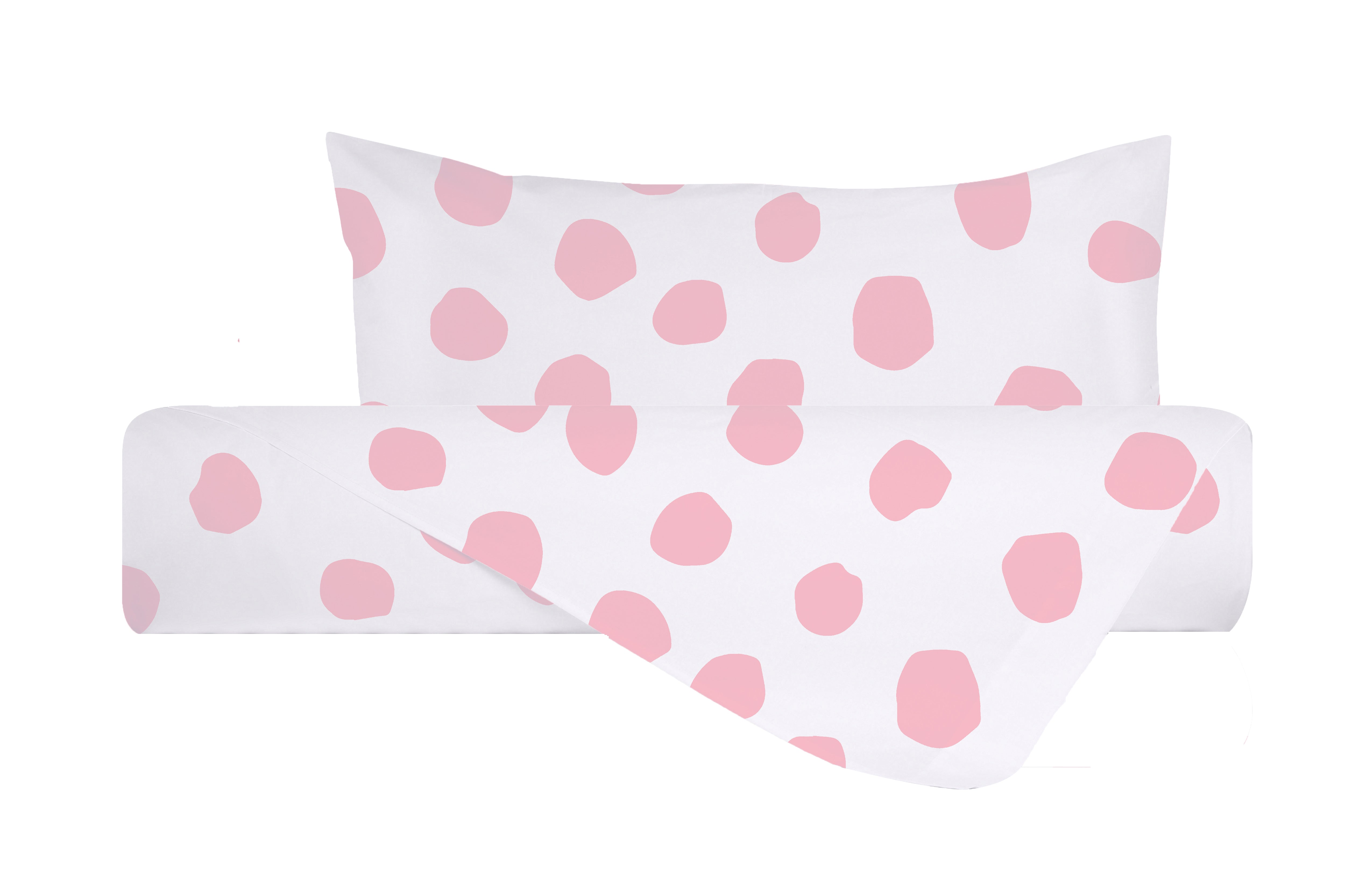 Set copripiumino federe parure copripiumino stampa digitale 100% cotone Made in Italy DOT MAXI ROSA