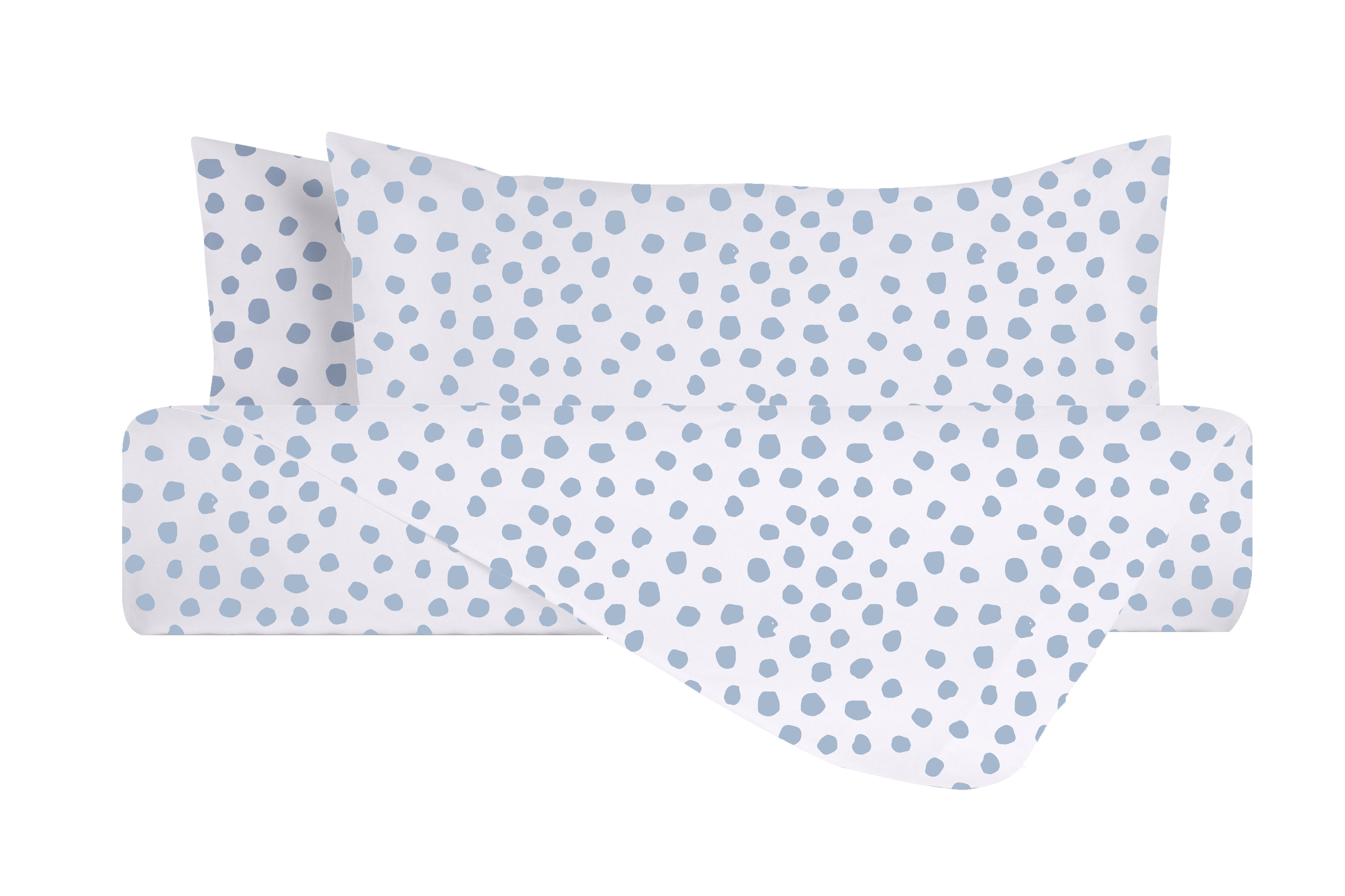 Set copripiumino federe parure copripiumino stampa digitale 100% cotone Made in Italy DOT MINI CELESTE