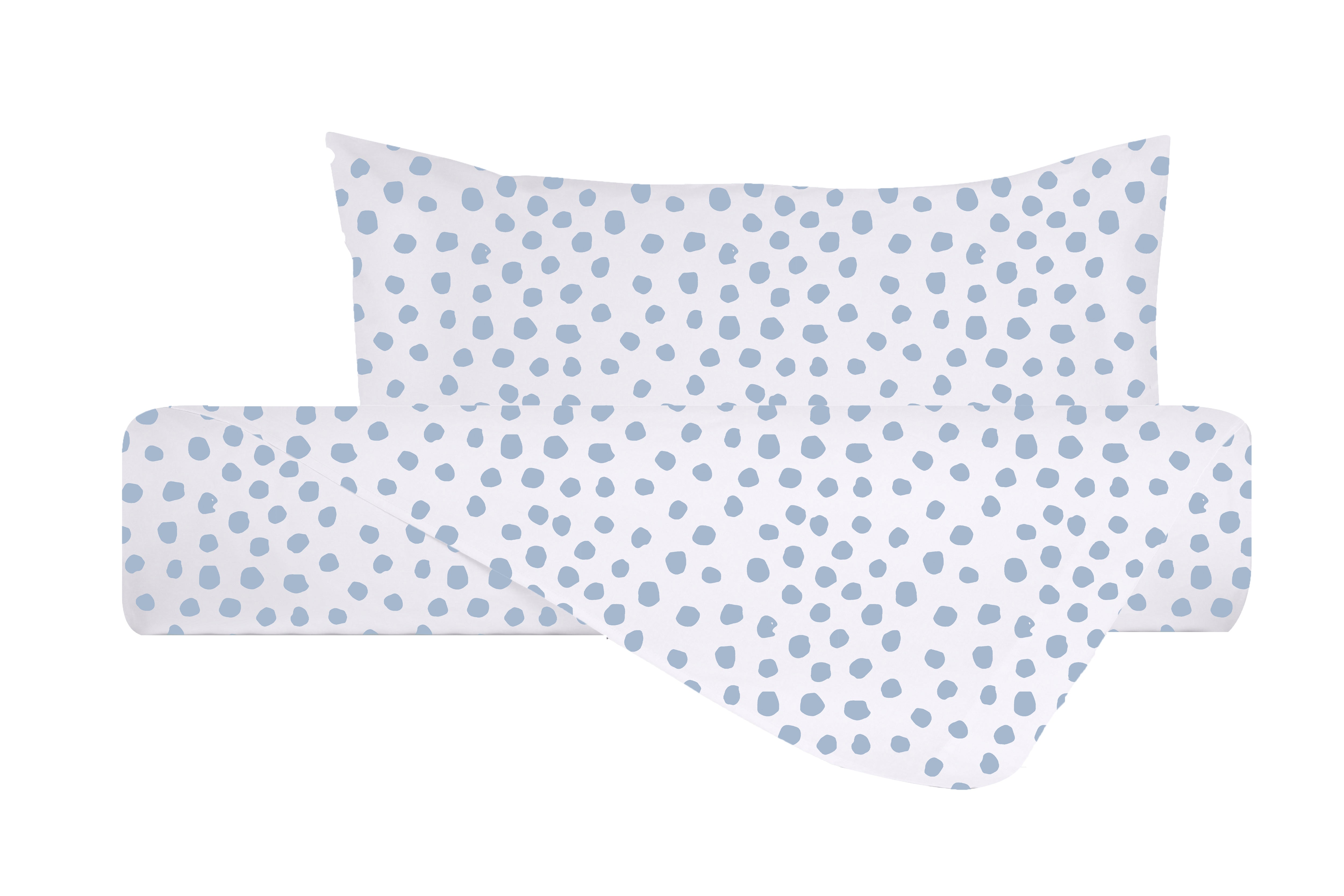 Set copripiumino federe parure copripiumino stampa digitale 100% cotone Made in Italy DOT MINI CELESTE