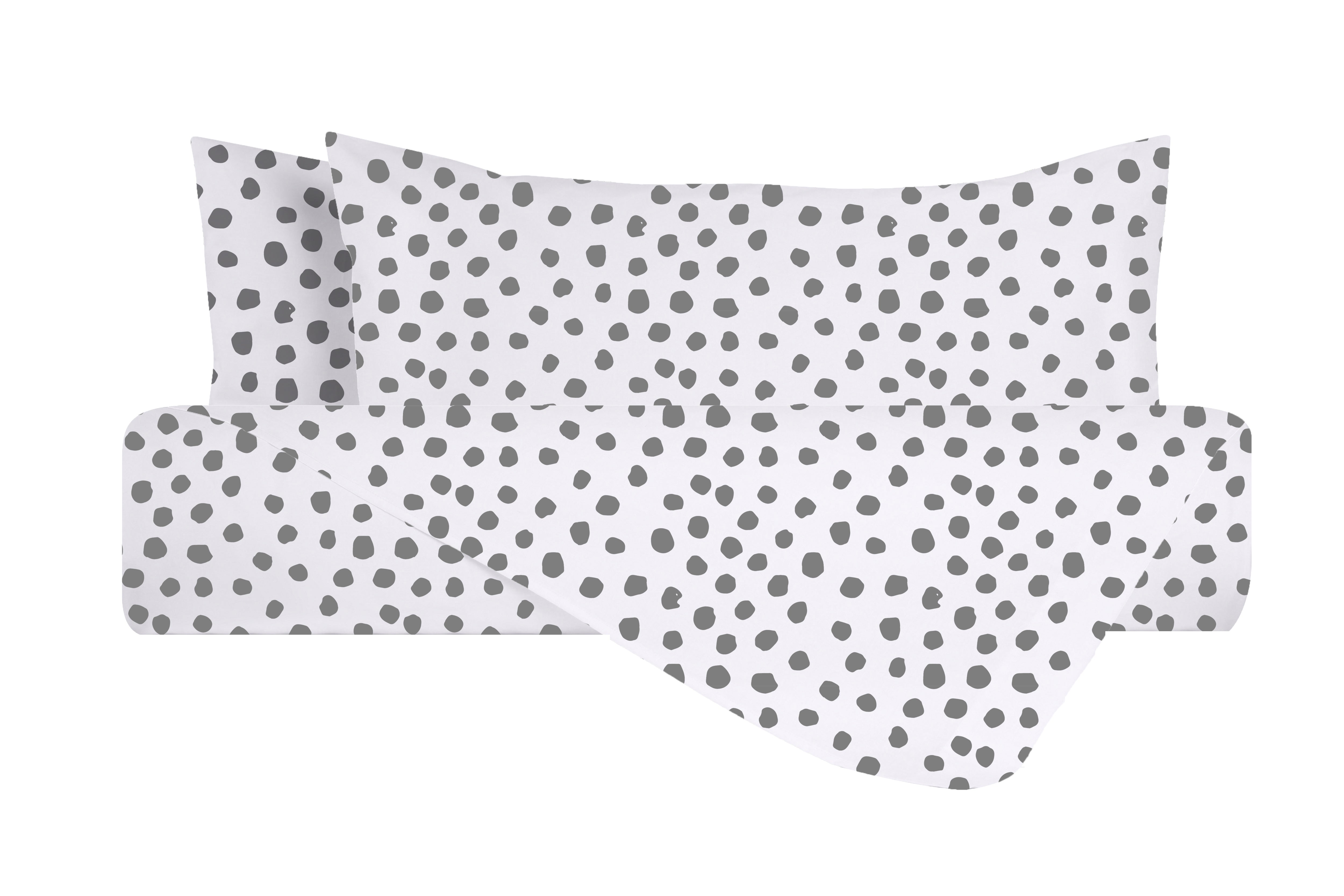 Set copripiumino federe parure copripiumino stampa digitale 100% cotone Made in Italy DOT MINI GRIGIO - Vanita di raso