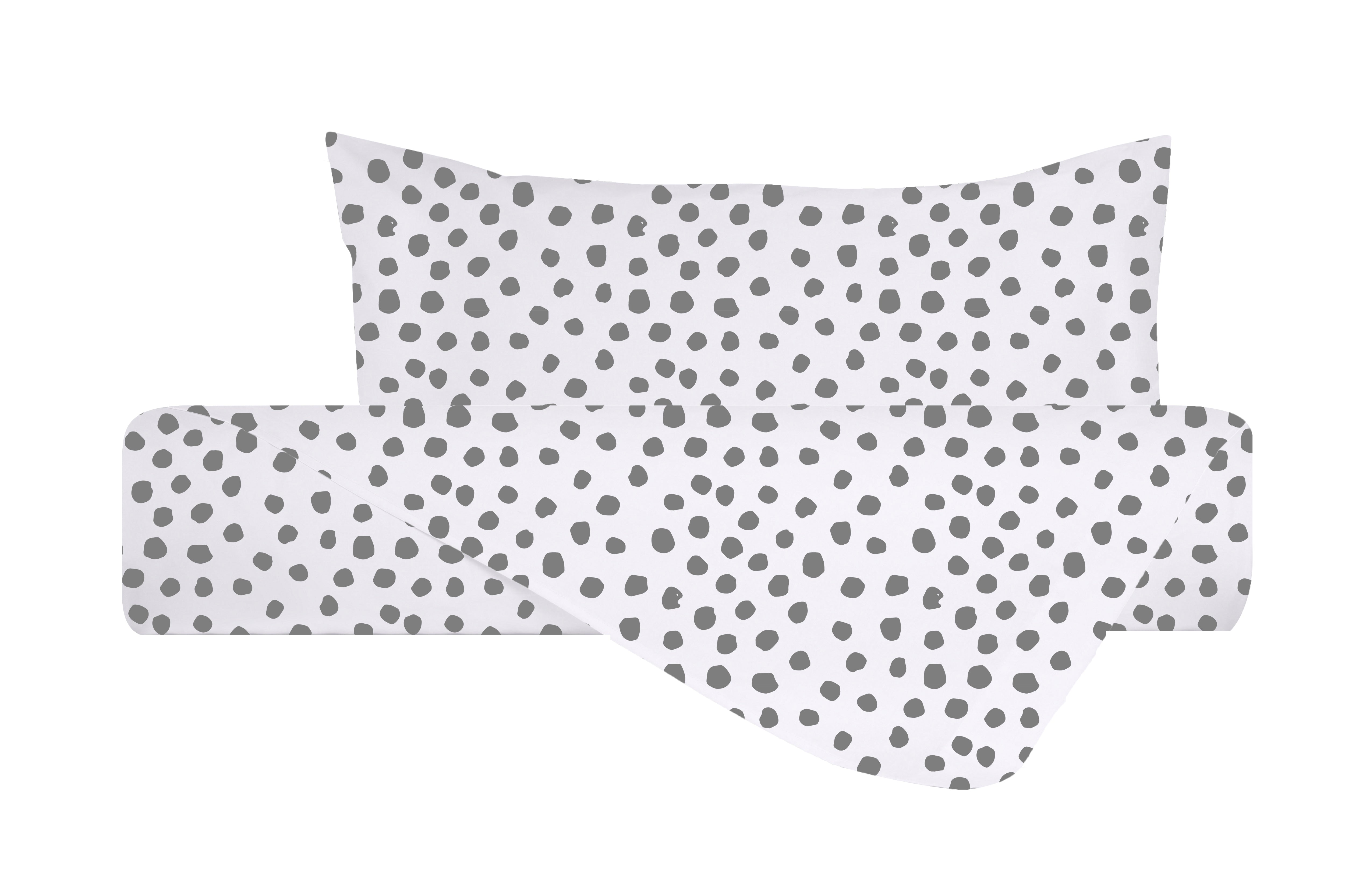 Set copripiumino federe parure copripiumino stampa digitale 100% cotone Made in Italy DOT MINI GRIGIO - Vanita di raso