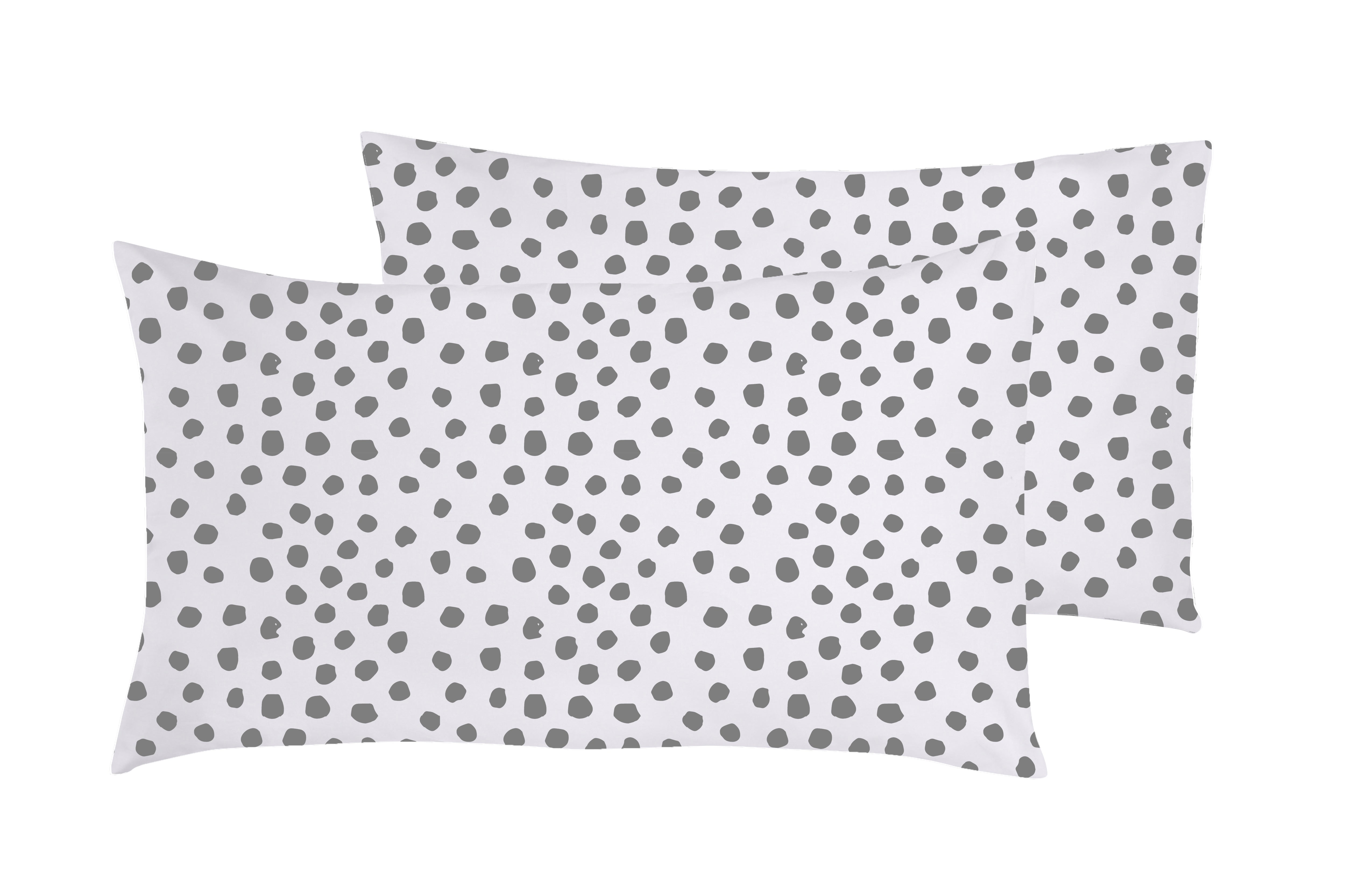 Set 2 federe coppia di federe stampa digitale 100% cotone Made in Italy DOT MINI GRIGIO