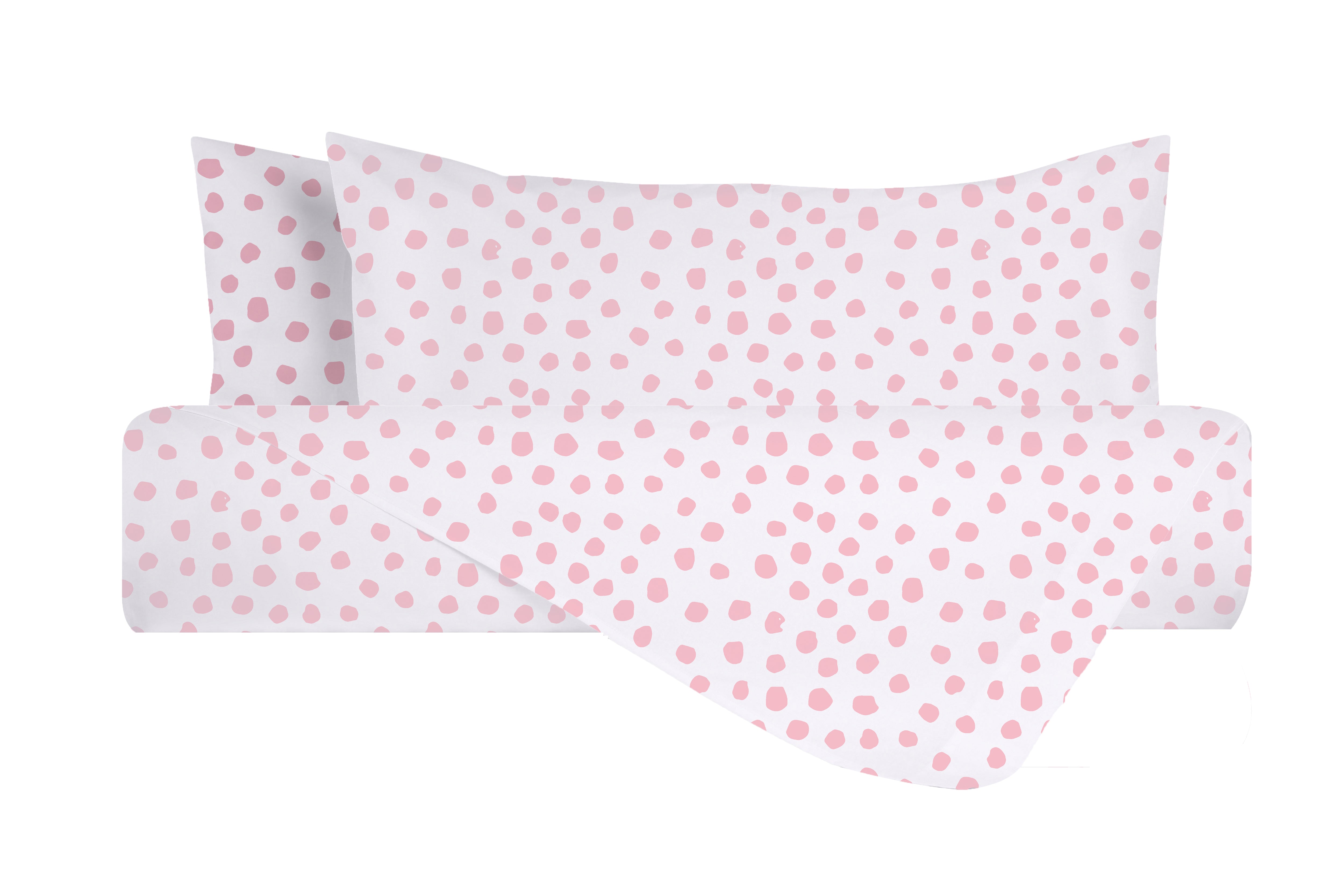 Set copripiumino federe parure copripiumino stampa digitale 100% cotone Made in Italy DOT MINI ROSA