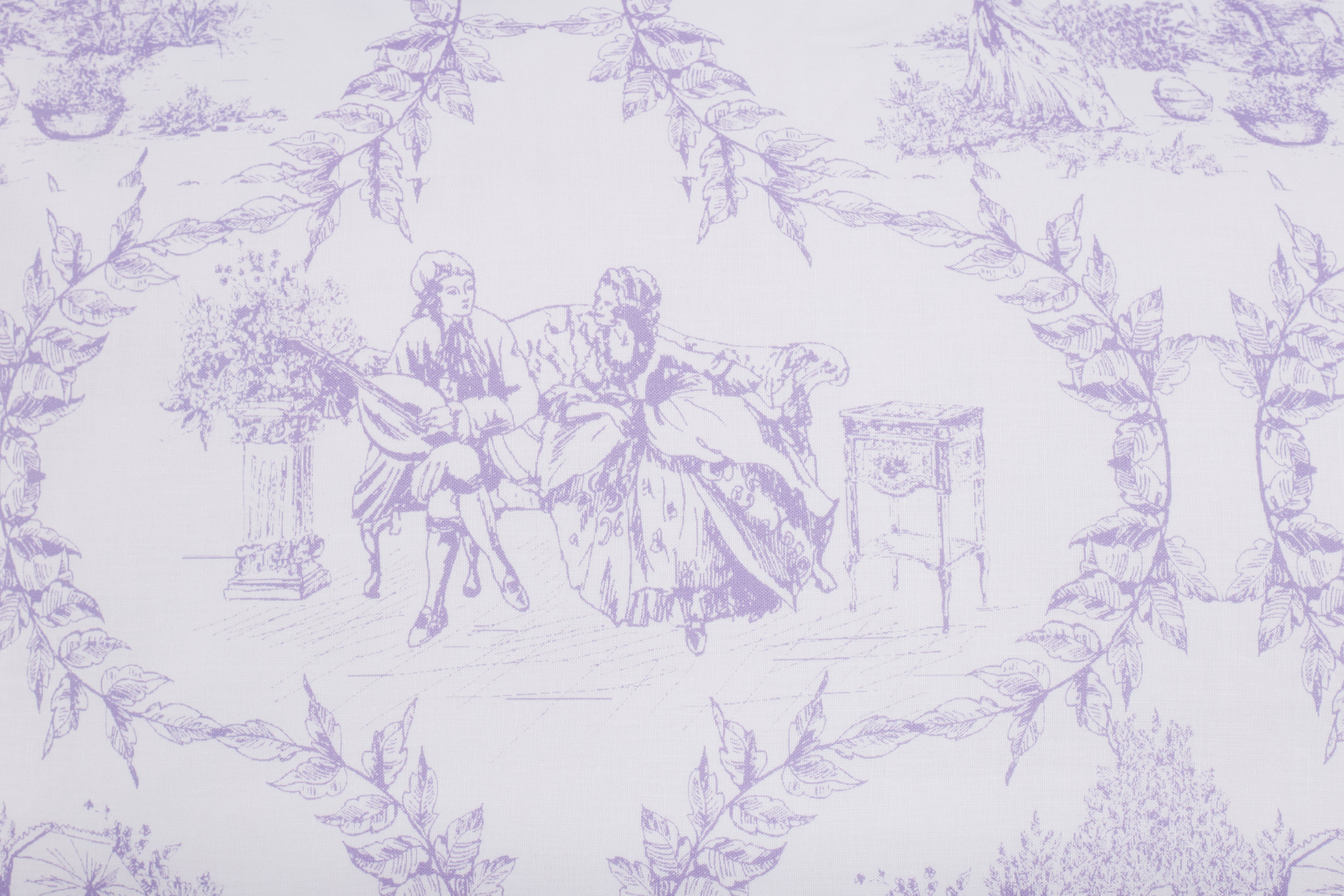 Completo letto lenzuola federe stampa digitale in cotone made in italy TOILE DE JOUY VIOLETTA