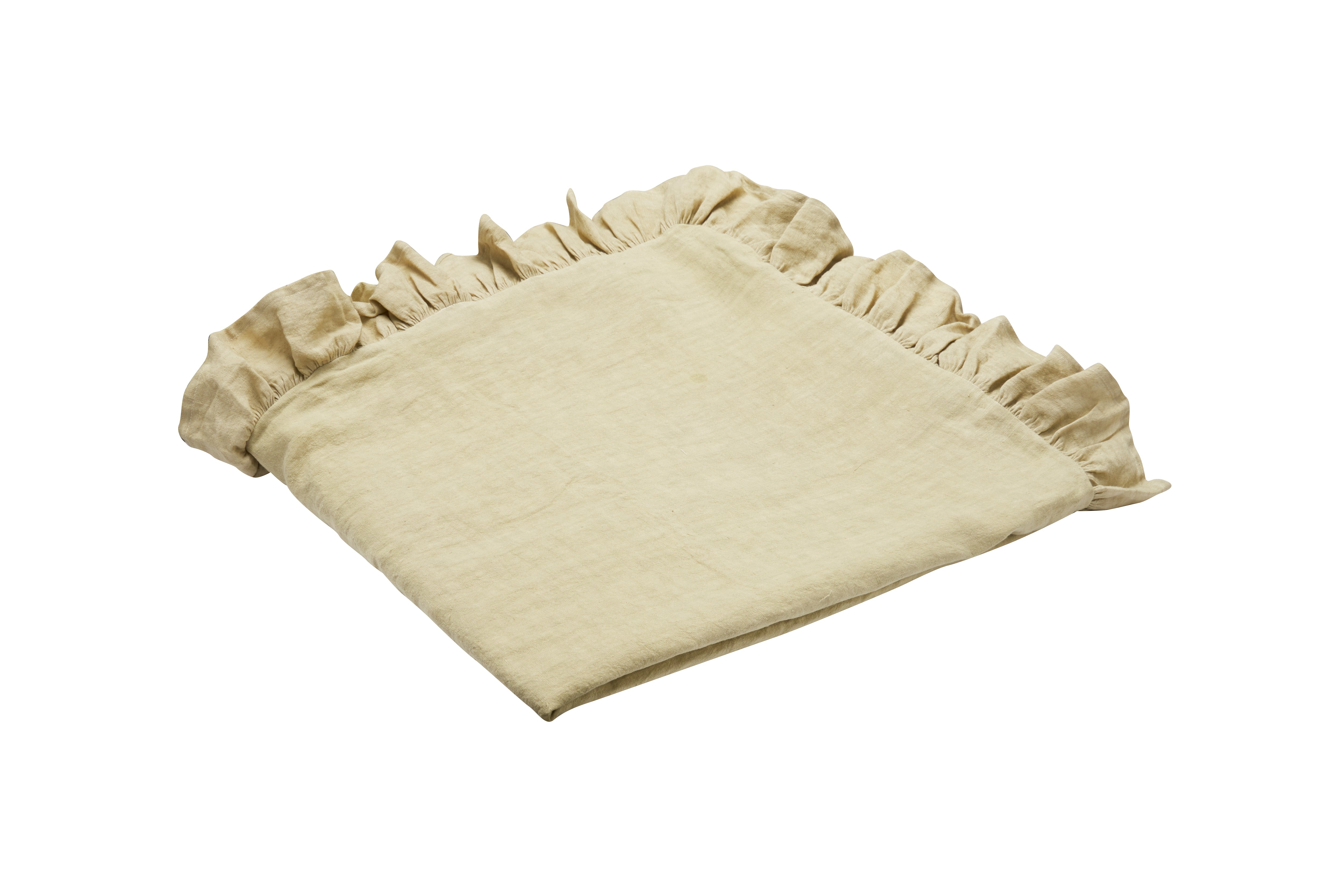 Tovaglia da tavola in 100% puro lino lavato delavè stone washed morbido resistente elegante made in italy  Sabbia con Frou Frou