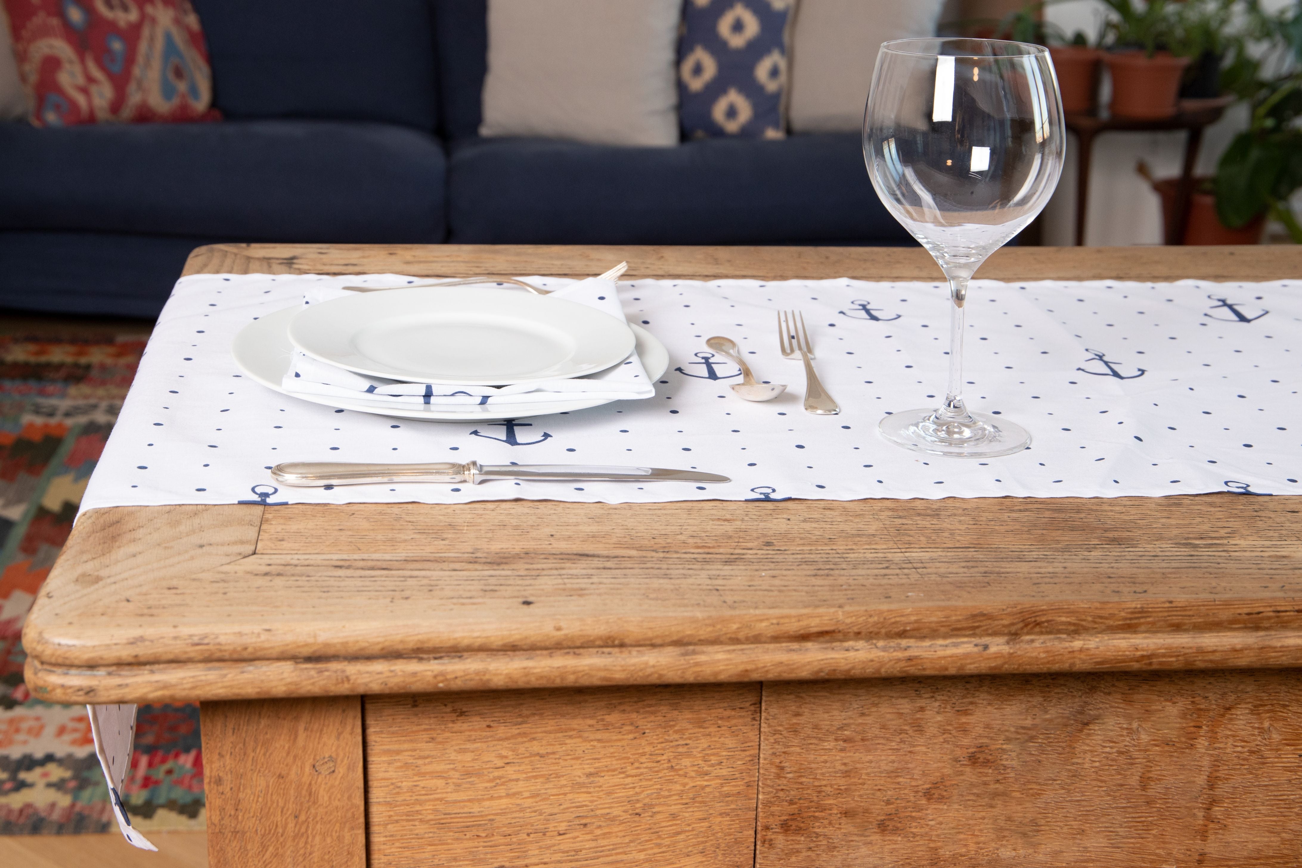 Runner da tavola in 100% cotone stampa digitale dai colori vivi ed intensi lavabile in lavatrice made in Italy ANCORE