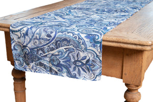 Runner da tavola in 100% cotone stampa digitale dai colori vivi ed intensi lavabile in lavatrice made in Italy PAISLEY BLU