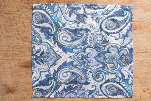 Set di 6 tovaglioli da tavola in stoffa 45 x 45 CM 100% cotone stampa digitale dai colori vivi ed intensi lavabili in lavatrice made in Italy PAISLEY BLU