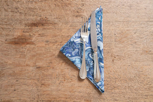 Set di 6 tovaglioli da tavola in stoffa 45 x 45 CM 100% cotone stampa digitale dai colori vivi ed intensi lavabili in lavatrice made in Italy PAISLEY BLU