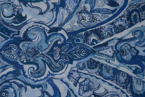 Tovaglia da tavola in 100% cotone stampa digitale dai colori vivi ed intensi lavabile in lavatrice made in Italy PAISLEY BLU