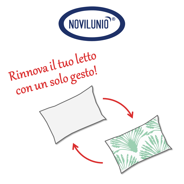 Coppia di federe set di 2 federe stampa digitale 100% cotone made in italy LIBERTA/BIANCO
