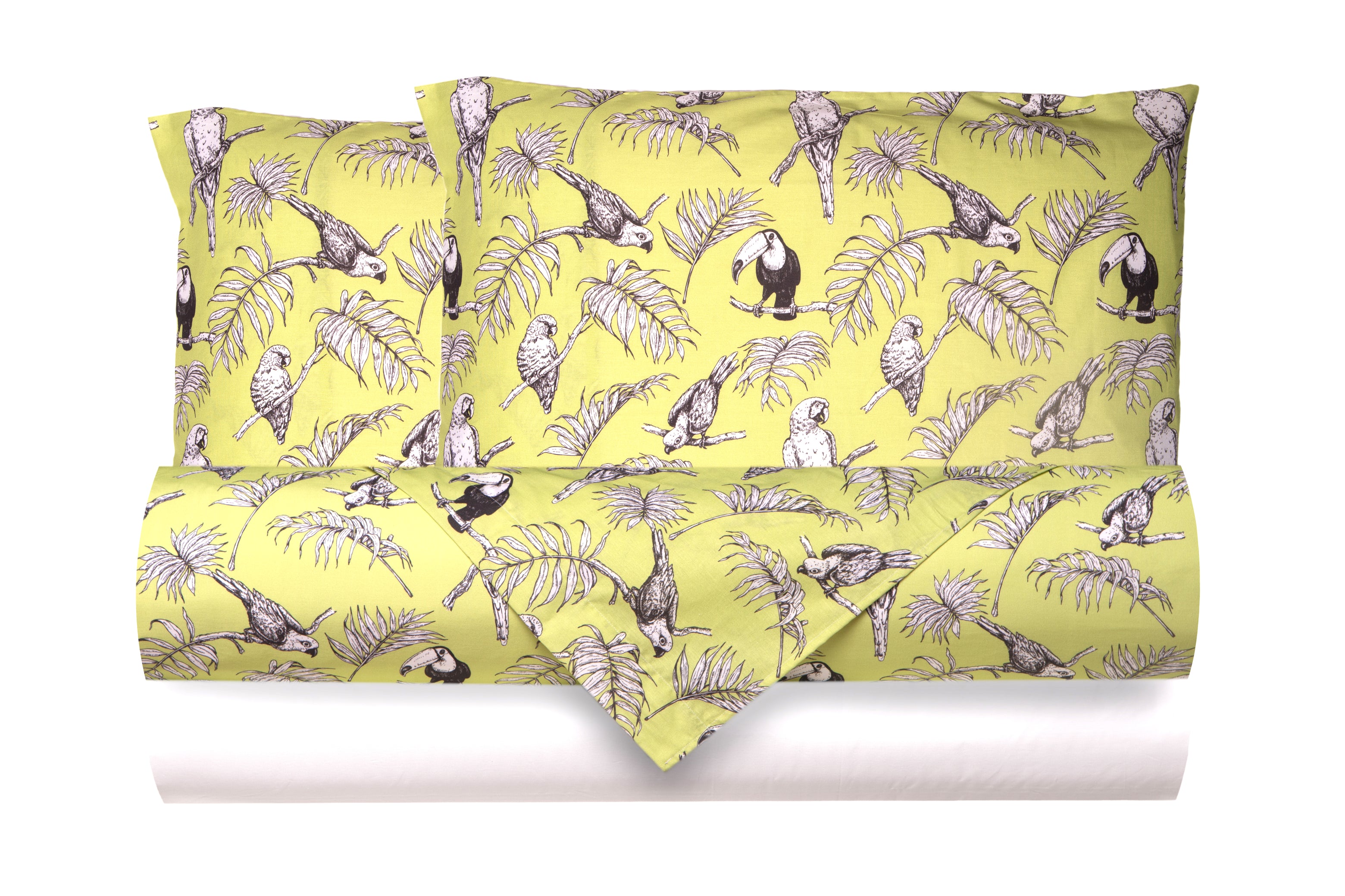 Completo letto lenzuola federe bifaccia double face stampa digitale in cotone made in italy  CUBA VERDE/BIANO