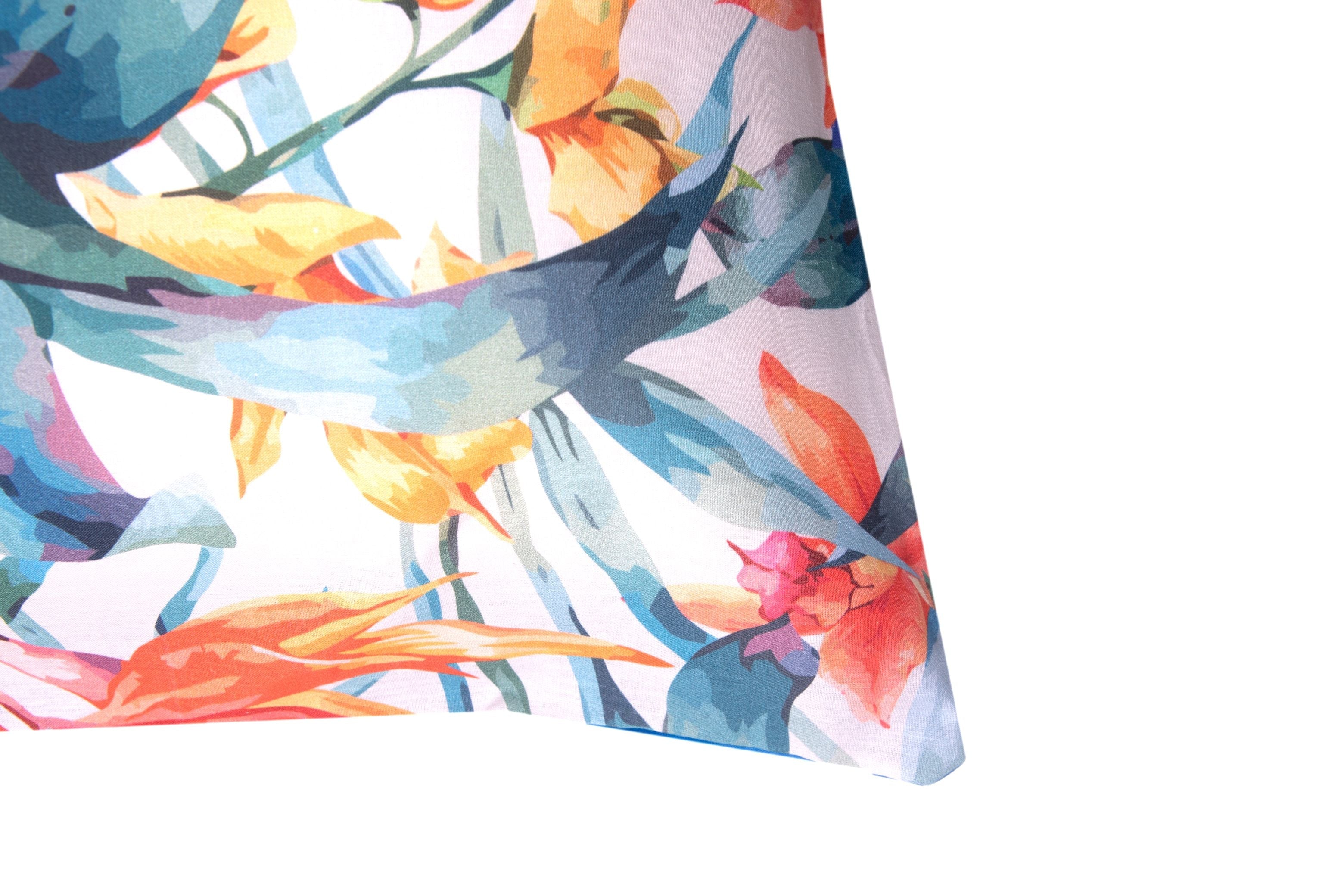 Completo letto lenzuola federe bifaccia double face stampa digitale in cotone made in italy  TROPICI/BLUETTE