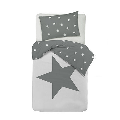 Set copripiumino federe letto 100% cotone stampa digitale STELLA GRIGIO