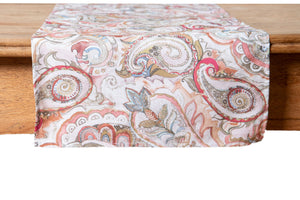 Runner da tavola in 100% cotone stampa digitale dai colori vivi ed intensi lavabile in lavatrice made in Italy PAISLEY BORDEAUX