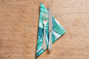 Set di 6 tovaglioli da tavola in stoffa 45 x 45 CM cotone stampa digitale dai colori vivi ed intensi lavabili in lavatrice made in Italy FOGLIE VERDI